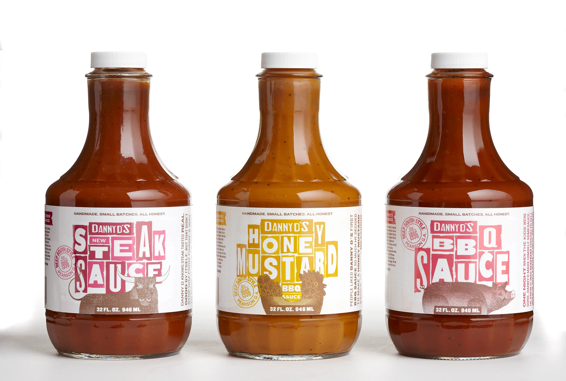  Stories on the sides:  BBQ  One night when the kids were gone, Danny D made himself some sauce. He knew it was good enough to sell when he kept eatin’ it on plain bread.  Perfect on any pork, chicken or beef.  MUSTARD  People liked Danny D’s first B