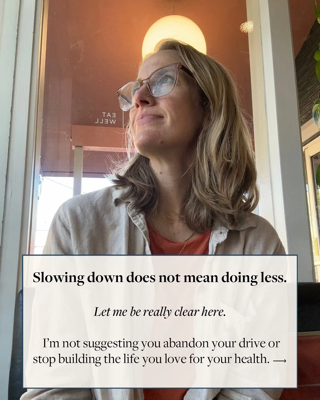 So many of the women I work with are terrified that slowing down means they’ll fall behind.
And I know this narrative very, very well myself. 🙋🏼‍♀️
But what if slowing down is what actually lets you move forward?
What if your body isn&