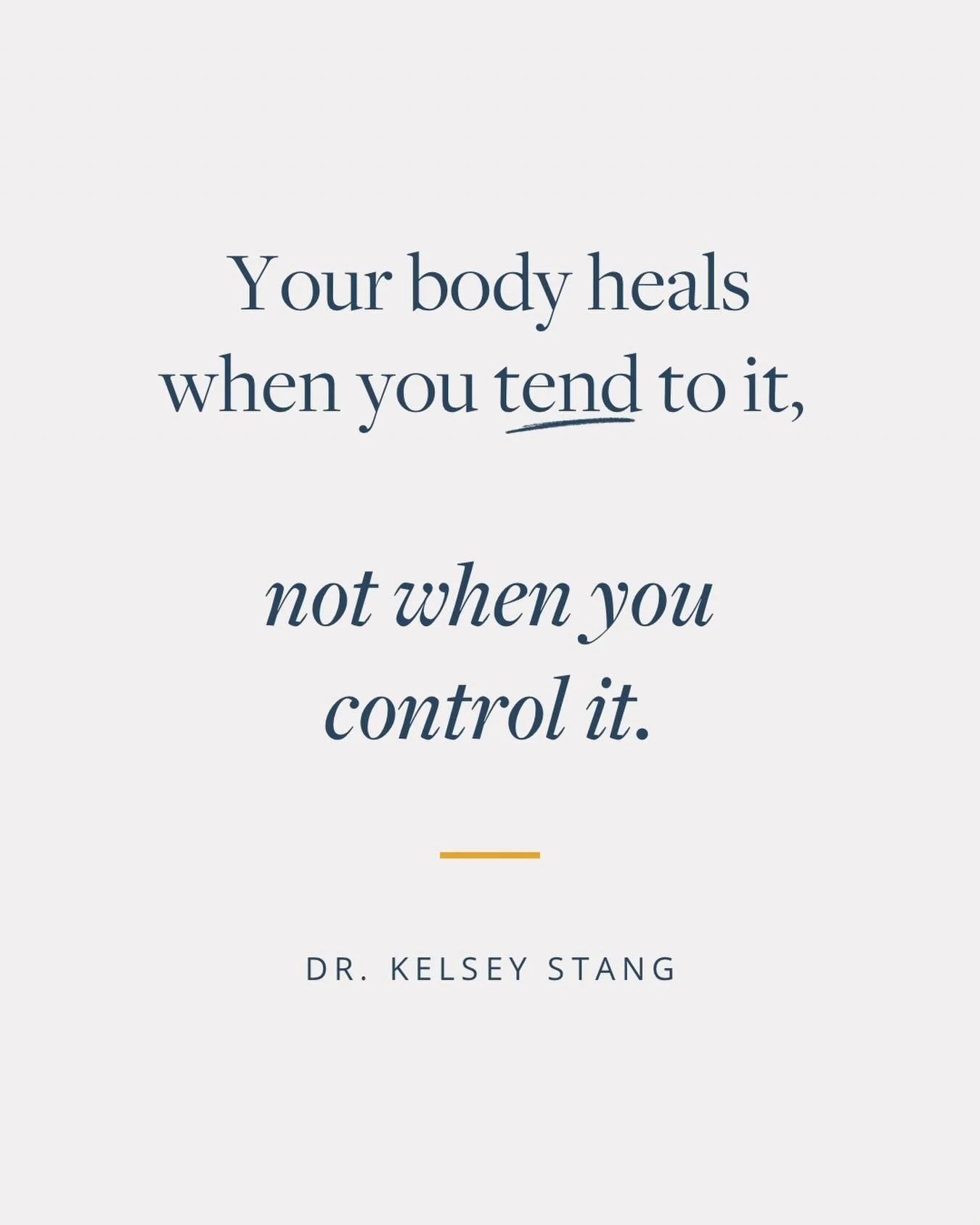 Healing doesn&rsquo;t happen under pressure. It doesn&rsquo;t restore under forcing change. Building a healing relationship with our bodies is harder when there&rsquo;s scrutiny. 

Our body heals when it&rsquo;s tended to
&mdash;> with presence, s
