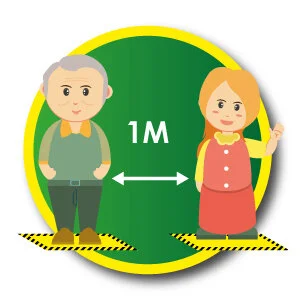 1 metre safe distancing at queue lines, dining and retail outlets and common areas