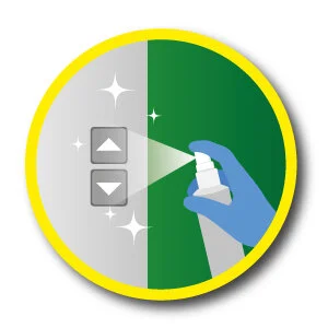 Application of self-disinfecting antimicrobial coating at common touchpoints