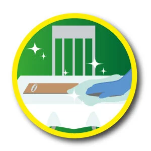 Disinfecting F&amp;B menus, tables and chairs after each use