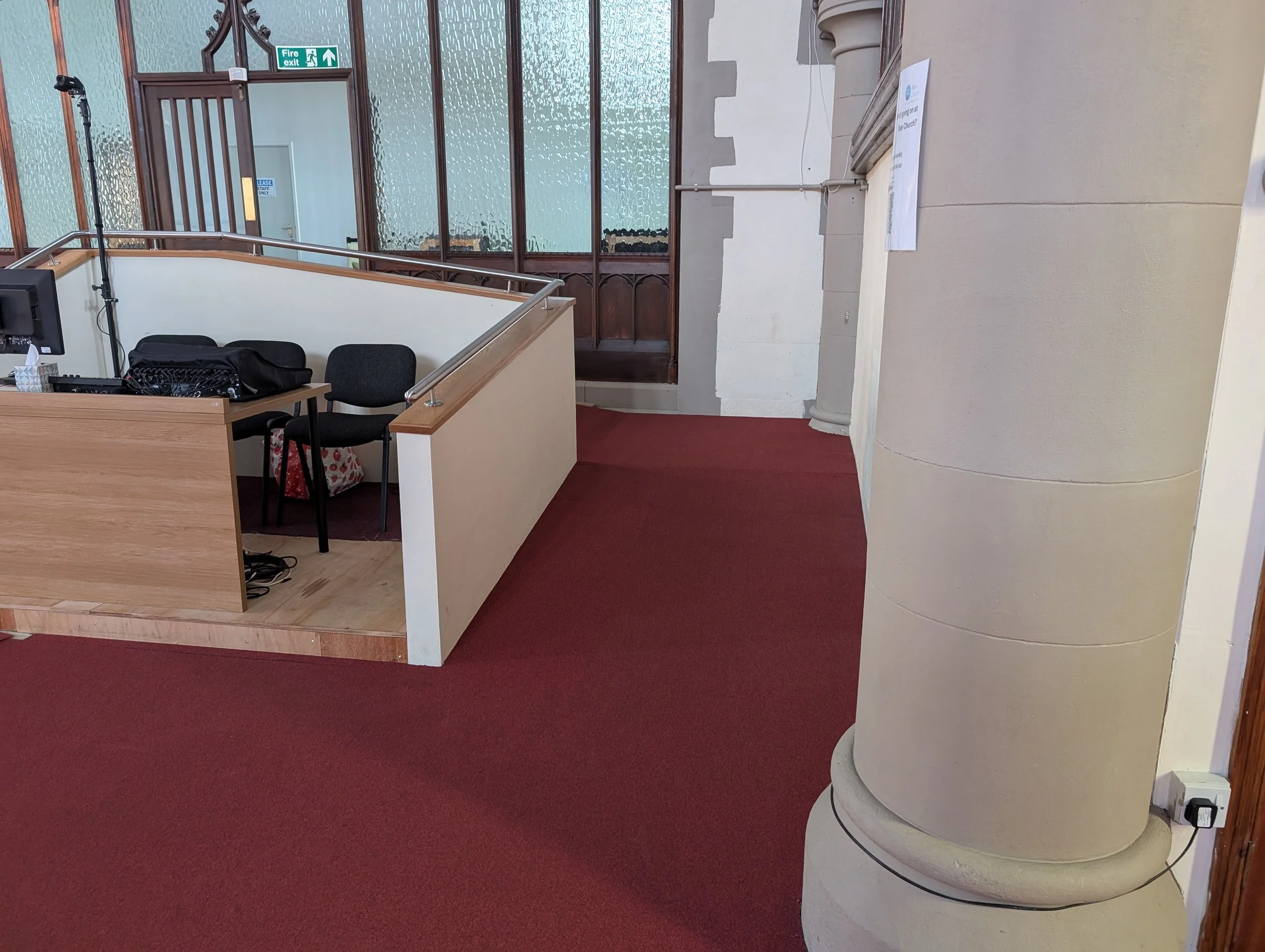 Main hall audio-visual control booth and ramp