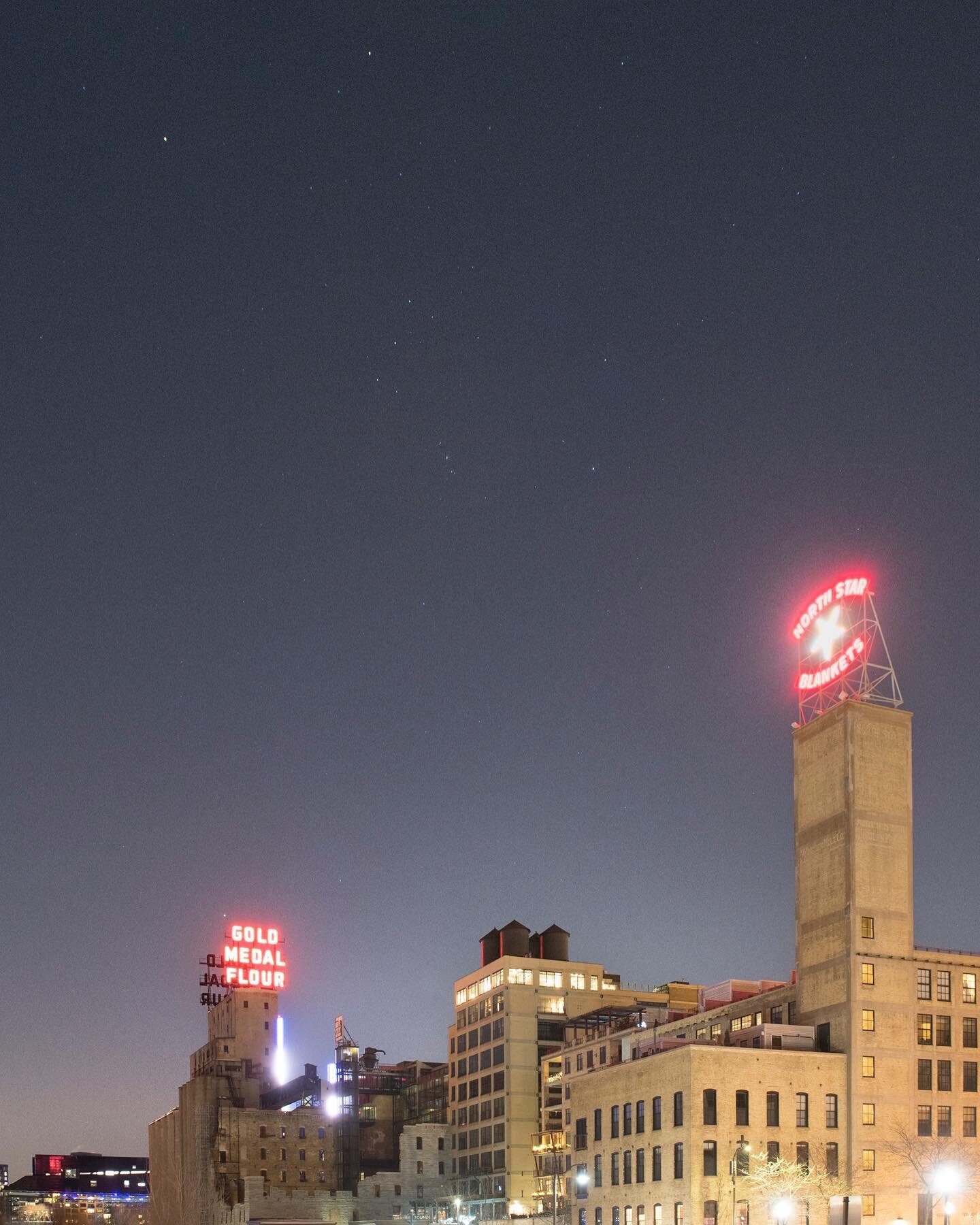 Happy Earth Day &amp; last day of International Dark Sky Week!
If you squint, you may be able to make out the constellation Orion, seen here over downtown, Minneapolis, Minnesota. The bad news is that Orion is difficult to see because of all the ambi