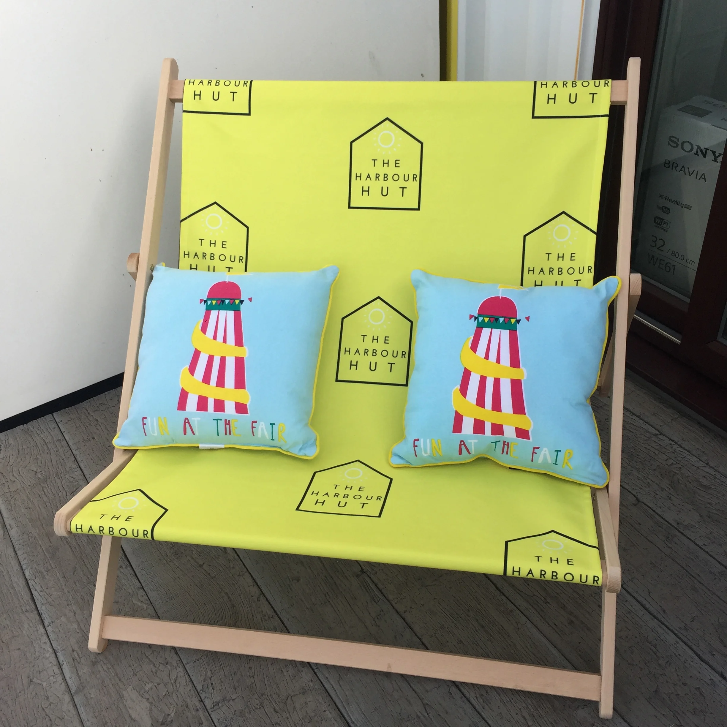 All shiny and new, the glorious double deckchair, just out of the box! The incredible sunshine this year has faded everything somewhat but musn’t grumble-perfect weather for watching the boats bob by…