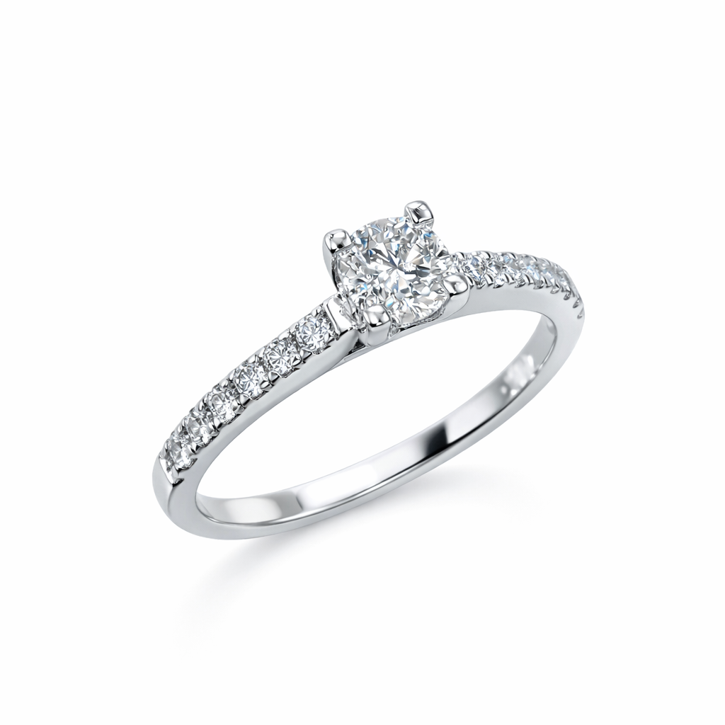 Round Brilliant Cut With Diamond Shoulders