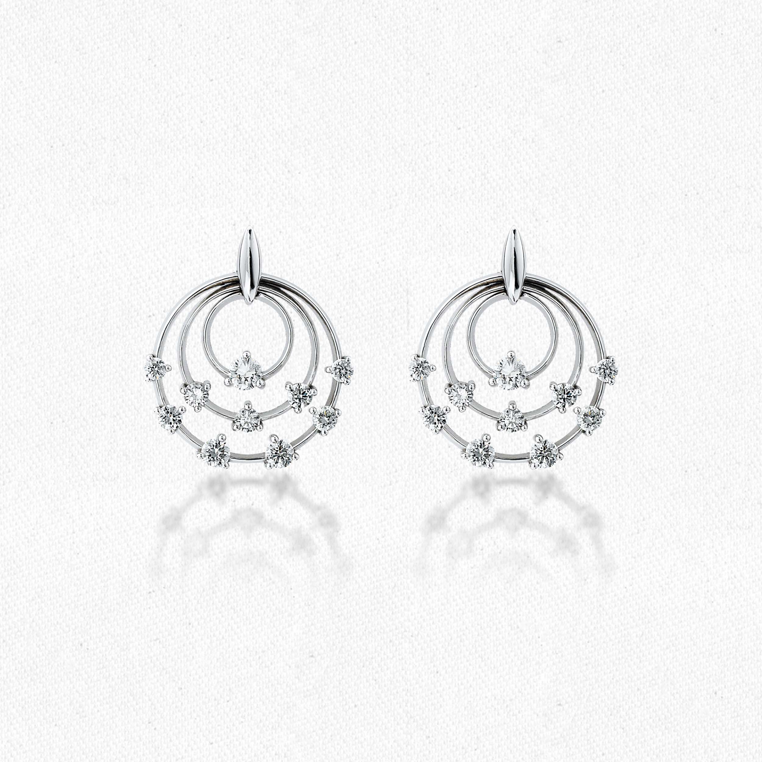 'Orbit' Diamond Earrings - White Gold