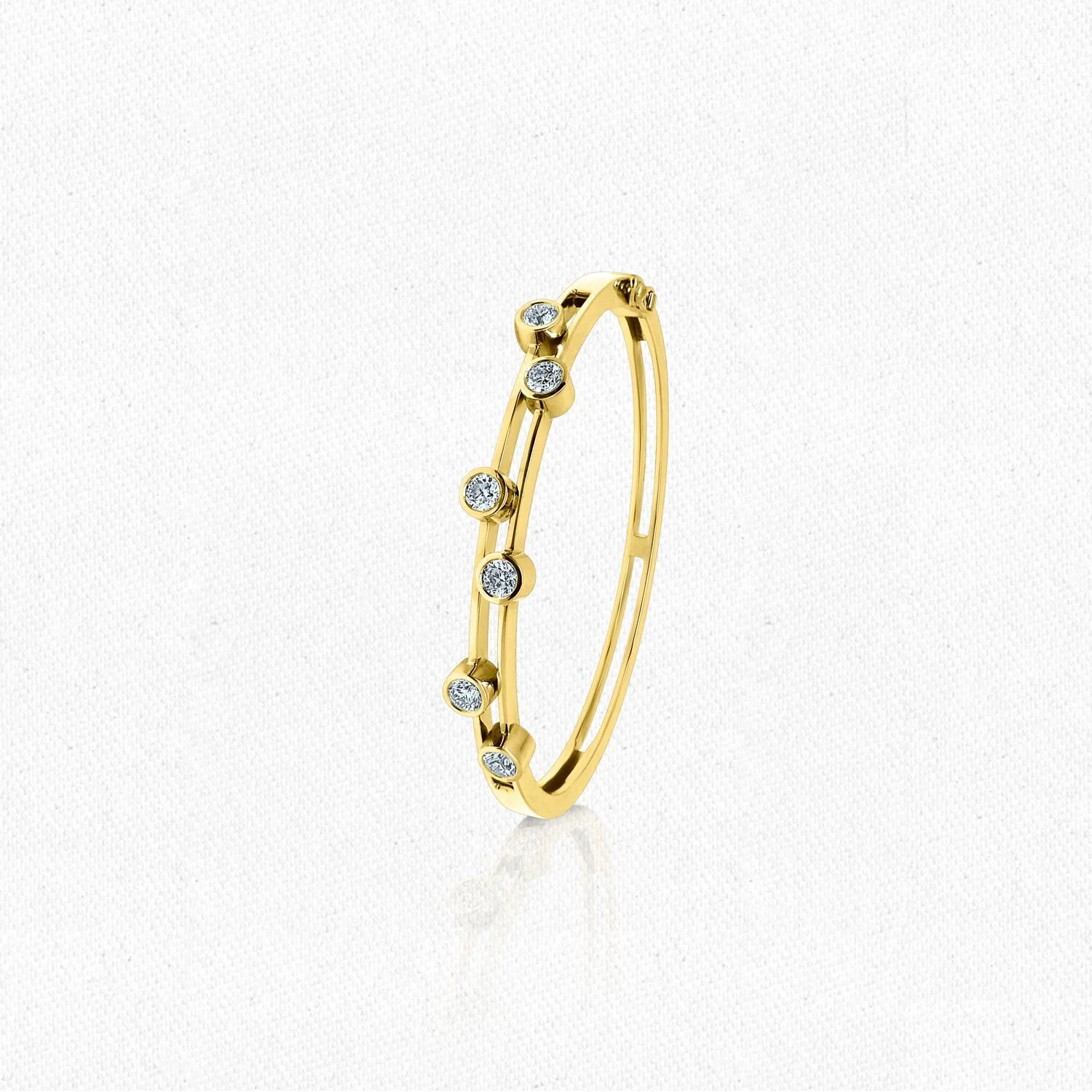 Double Row Bezel Setting Scattered Diamond Bangle