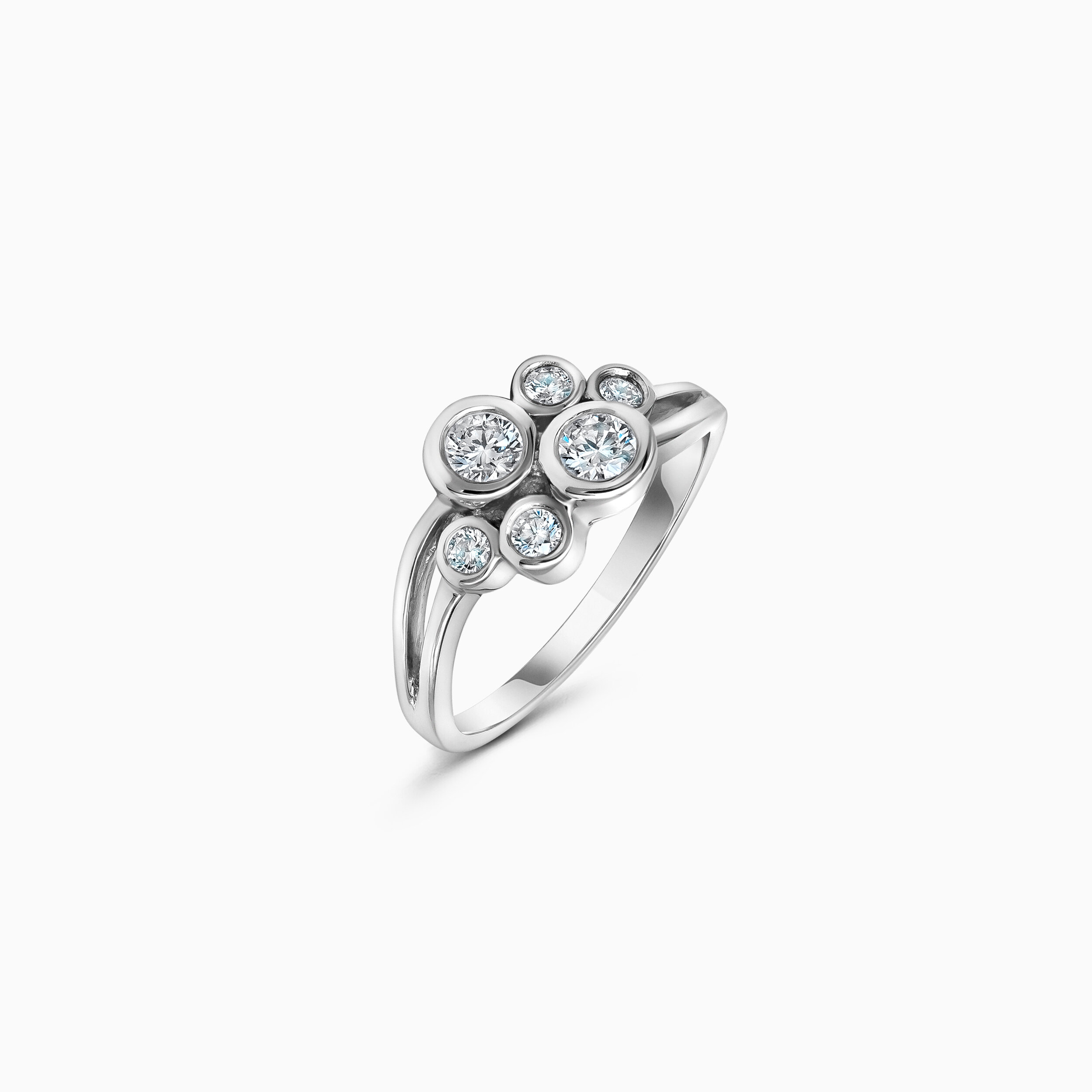 Four Stone Floral Cluster Diamond Ring in White Gold — Christopher ...