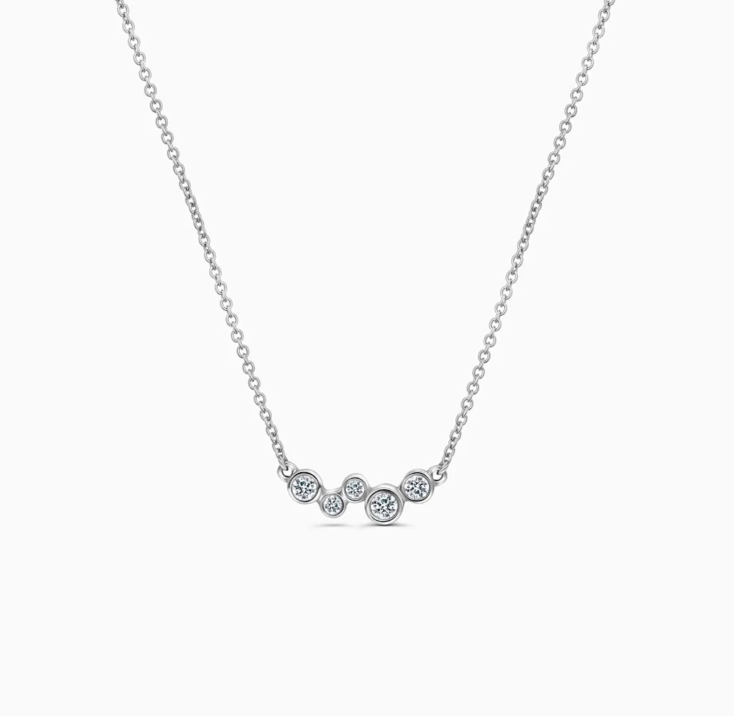 Five Stone Cluster Diamond Necklace