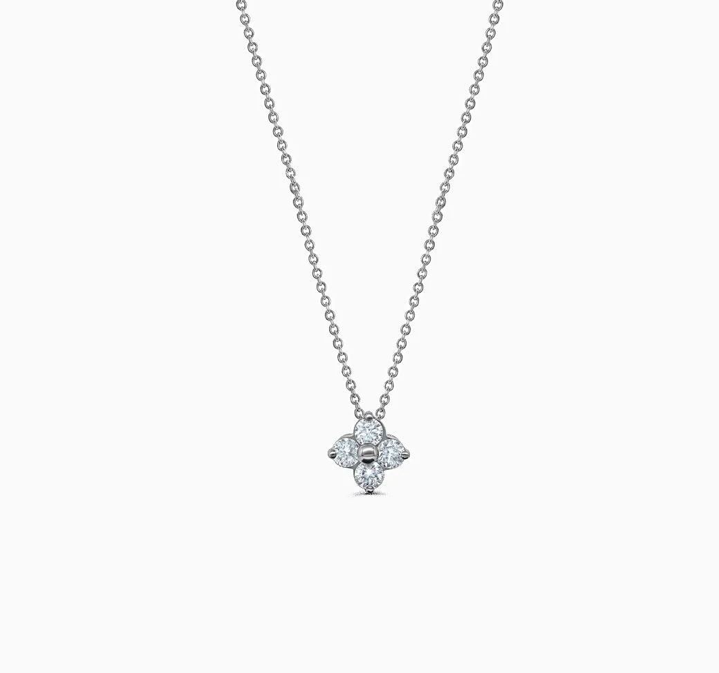 Diamond Cluster Pendant In White Gold