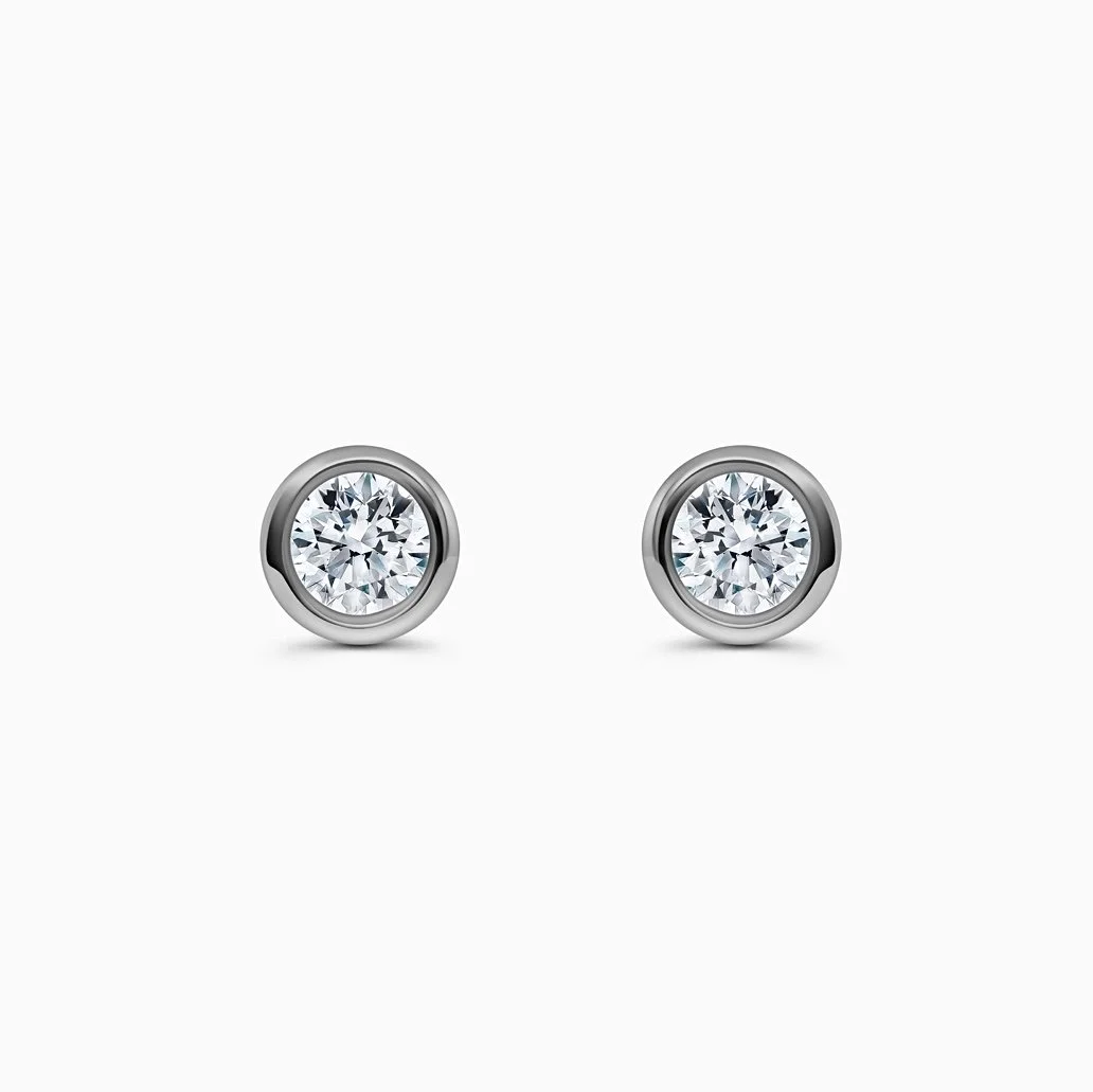 Bezel Setting Diamond Studs In White Gold