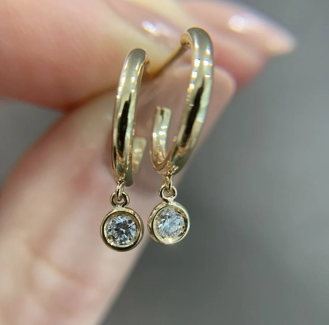 Diamond Hoops in Yellow Gold