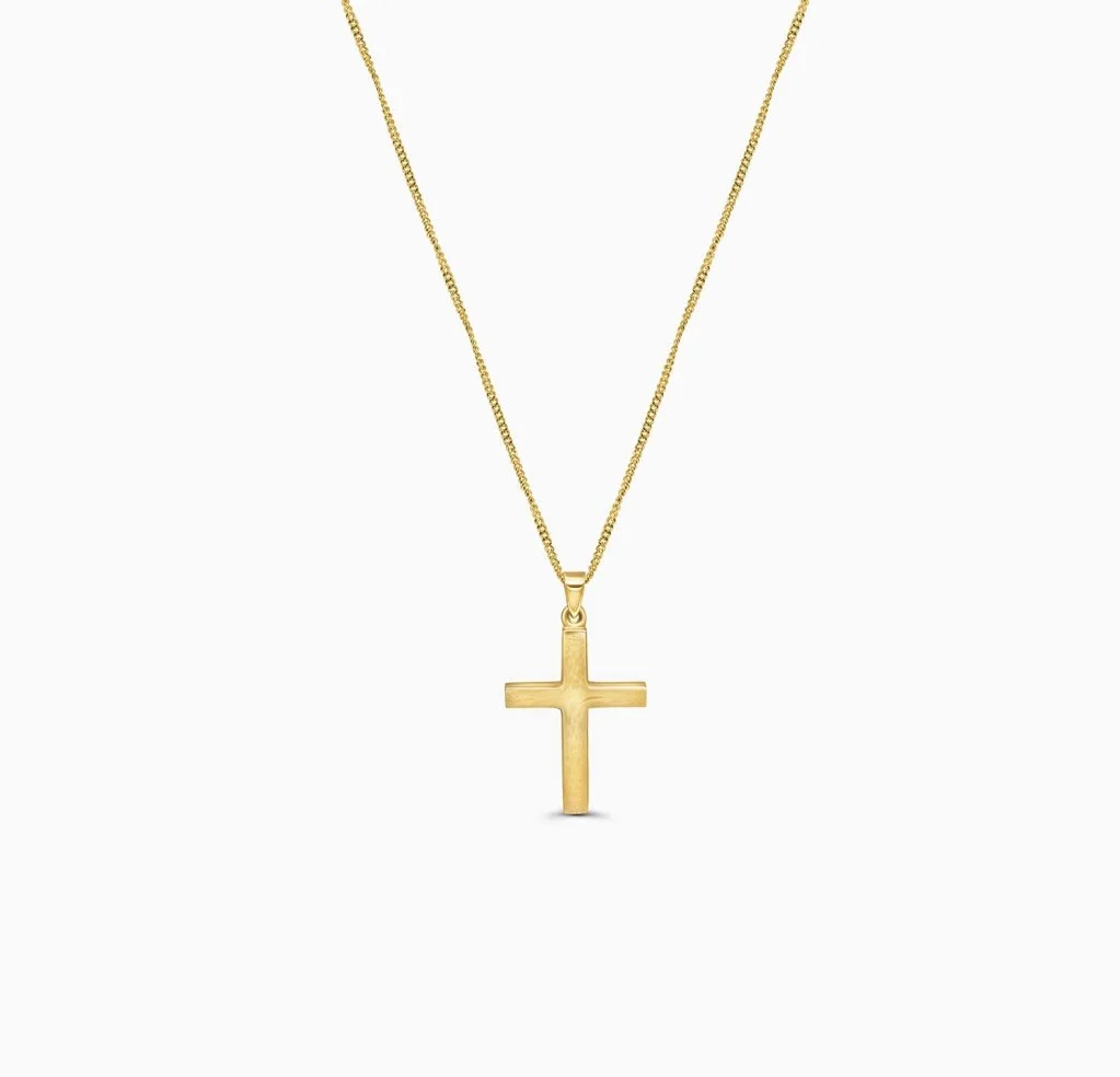 Solid Gold Cross Pendant In Yellow Gold