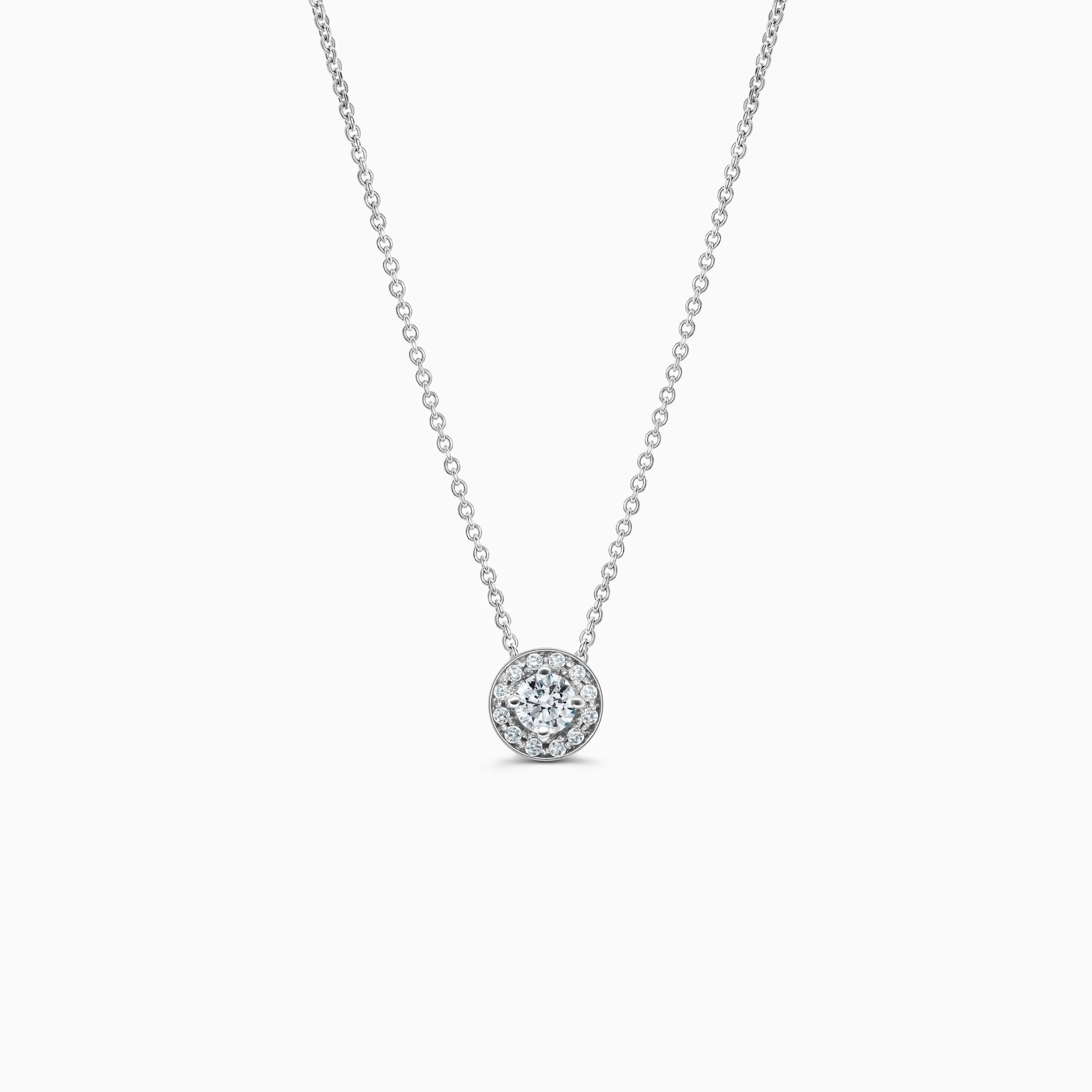 Diamond Halo Pendant in White Gold