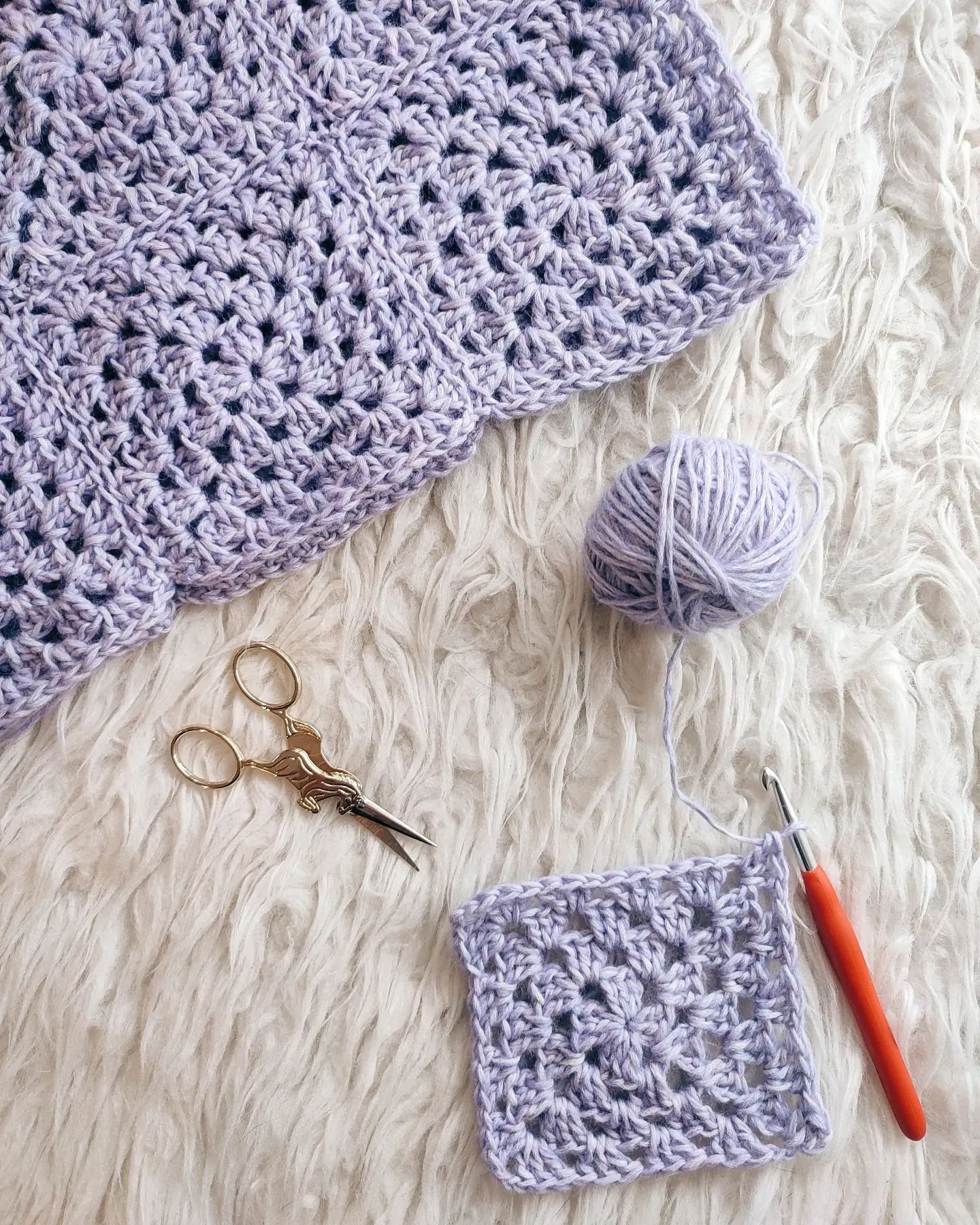 Working on a new spring cardigan today using the most pretty lavender color! 💜 Can't wait to show you more! 
.
#crochet #crochetersofinstagram
#crochetaddict #lavender #grannysquare