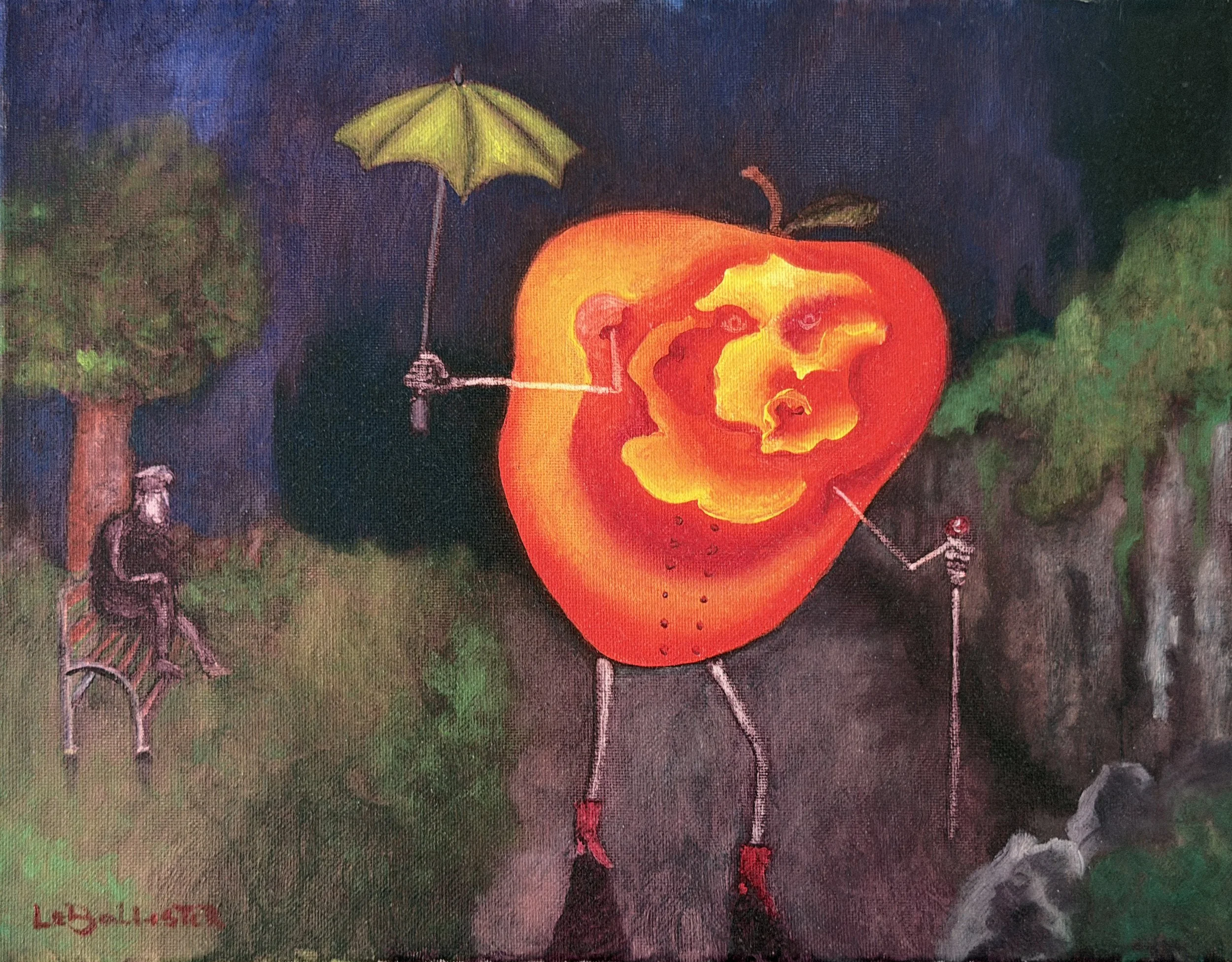 Old Man Crabapple Went for a Walk - 35.5 x 28 cm - Oil on Canvas - Available — inquiries welcome