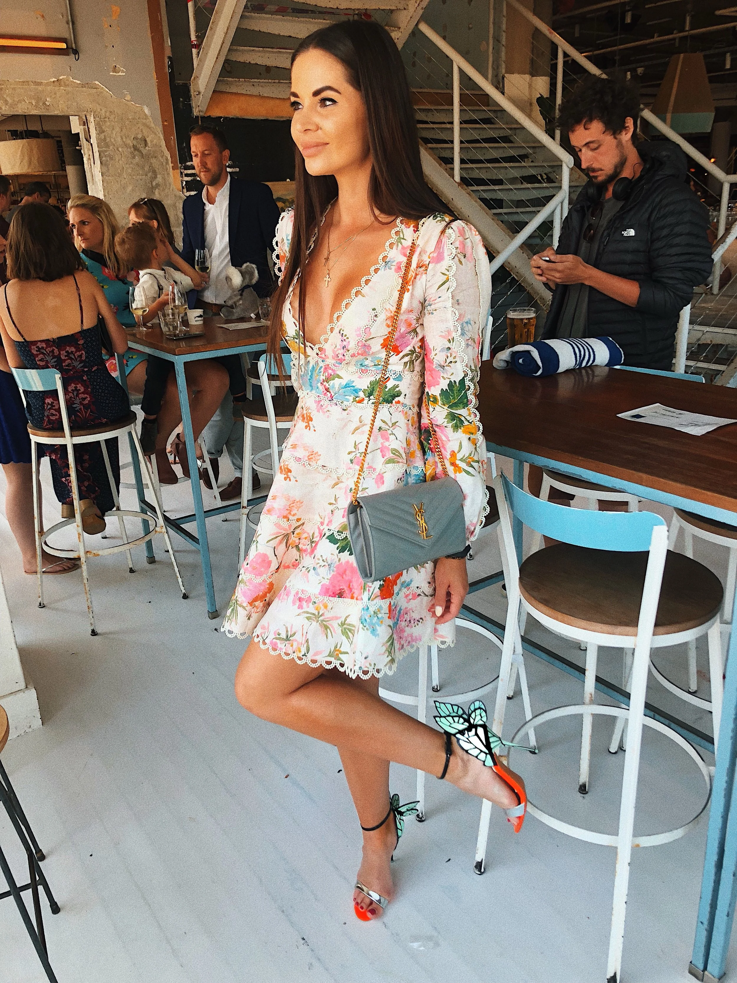 Zimmermann dress Sophia Webster heels YSL purse
