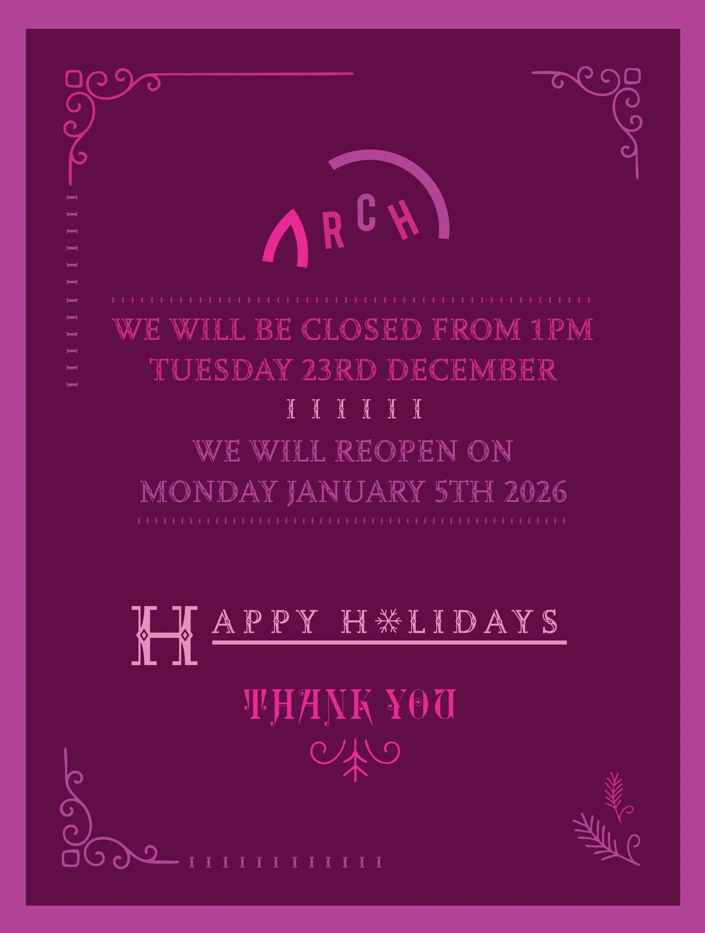 🎄 Holiday Hours Notice 🎄

Our store will be open on Tuesday December 23rd until lunchtime and will reopen with normal business hours on January 5th 2026 🎉 

During this time, you are welcome to leave us a message on our answering machine or contac