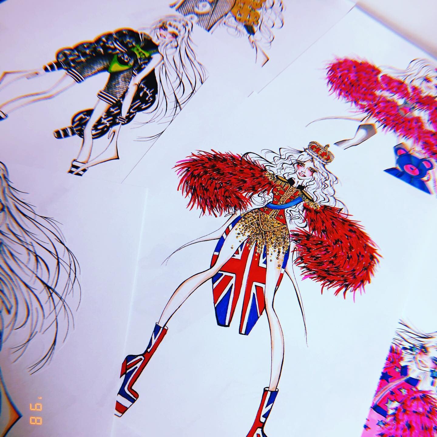 #ARNIERI Illustrations from the 2019 Wannabe Collection 🐆🍭🇬🇧👠⚽️
Can&rsquo;t wait to share new work with everyone soon xx 
.
.
.
.
#Fashion #CanadianFashion #Toronto #fashiondesigner #wearingart #torontofashion #sparkle #fashionweek #londonfashio