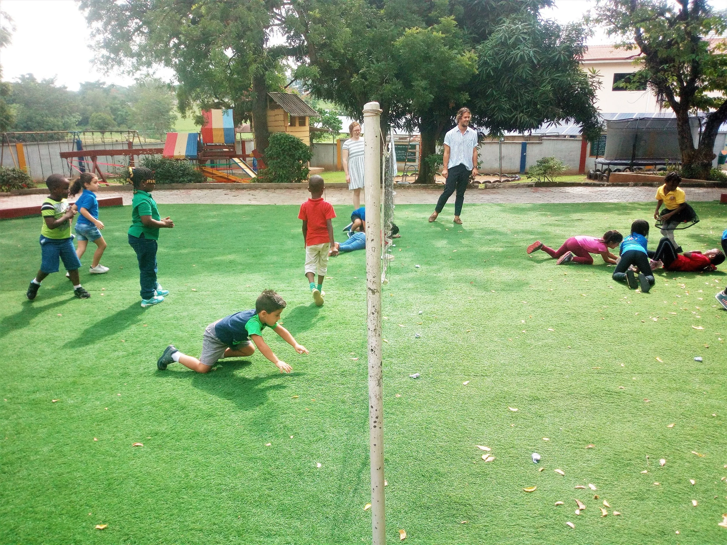 In keeping with the Earth Week theme: Kg kids had fun picking up paper and then defending their territory they had just cleaned!