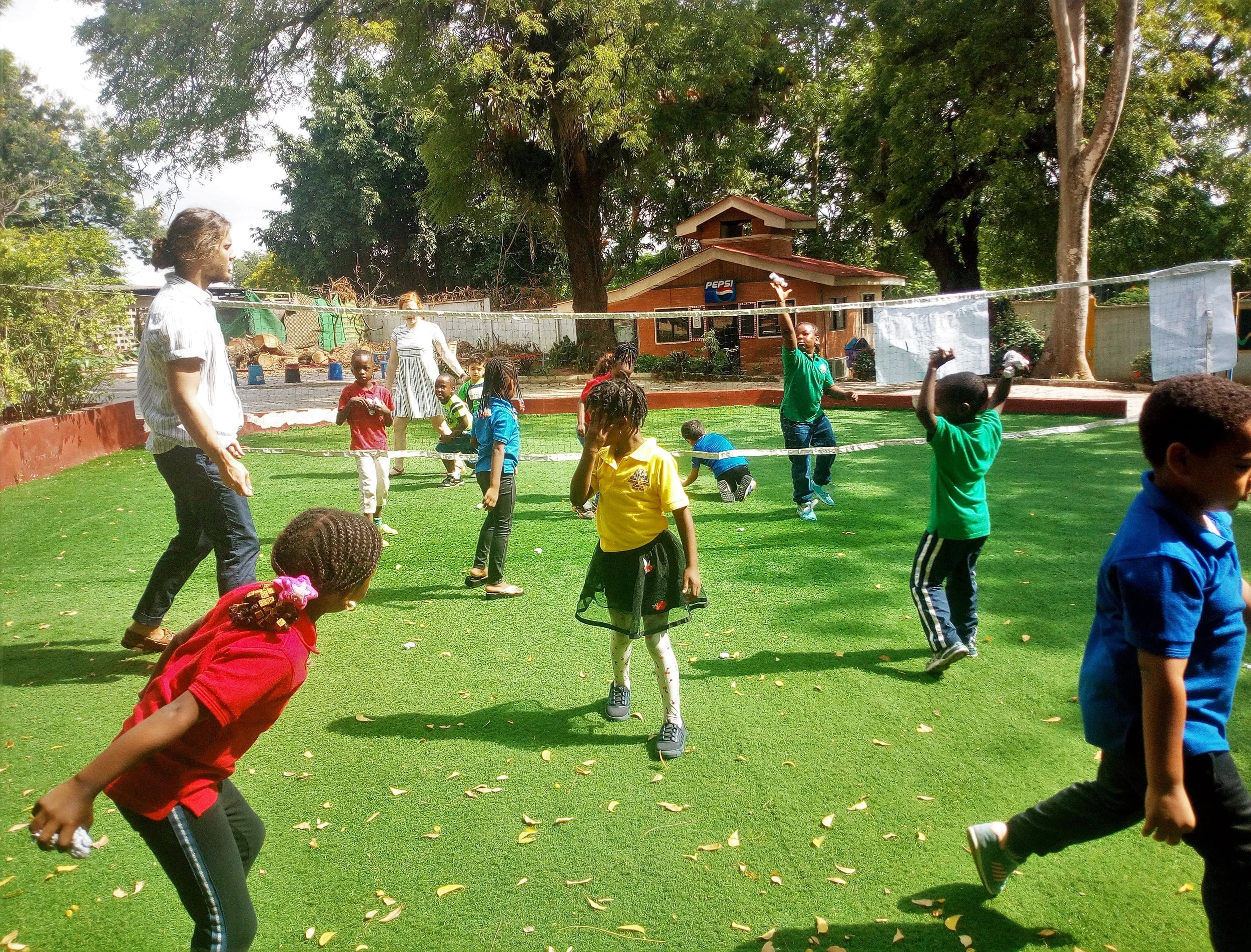 In keeping with the Earth Week theme: Kg kids had fun picking up paper and then defending their territory they had just cleaned!