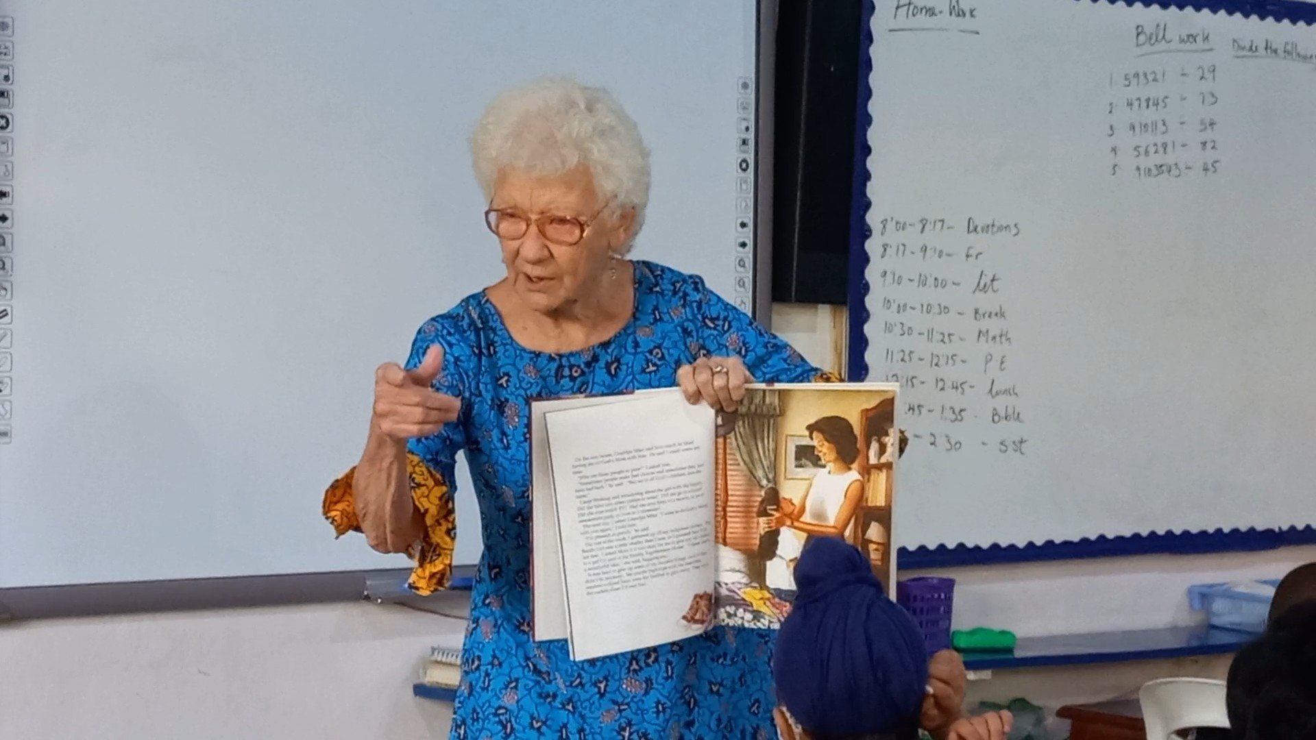  Storytelling during 4th Grade Devotionals with Grandma Fluth: the braids girl, a story about friendship and the things we value. 