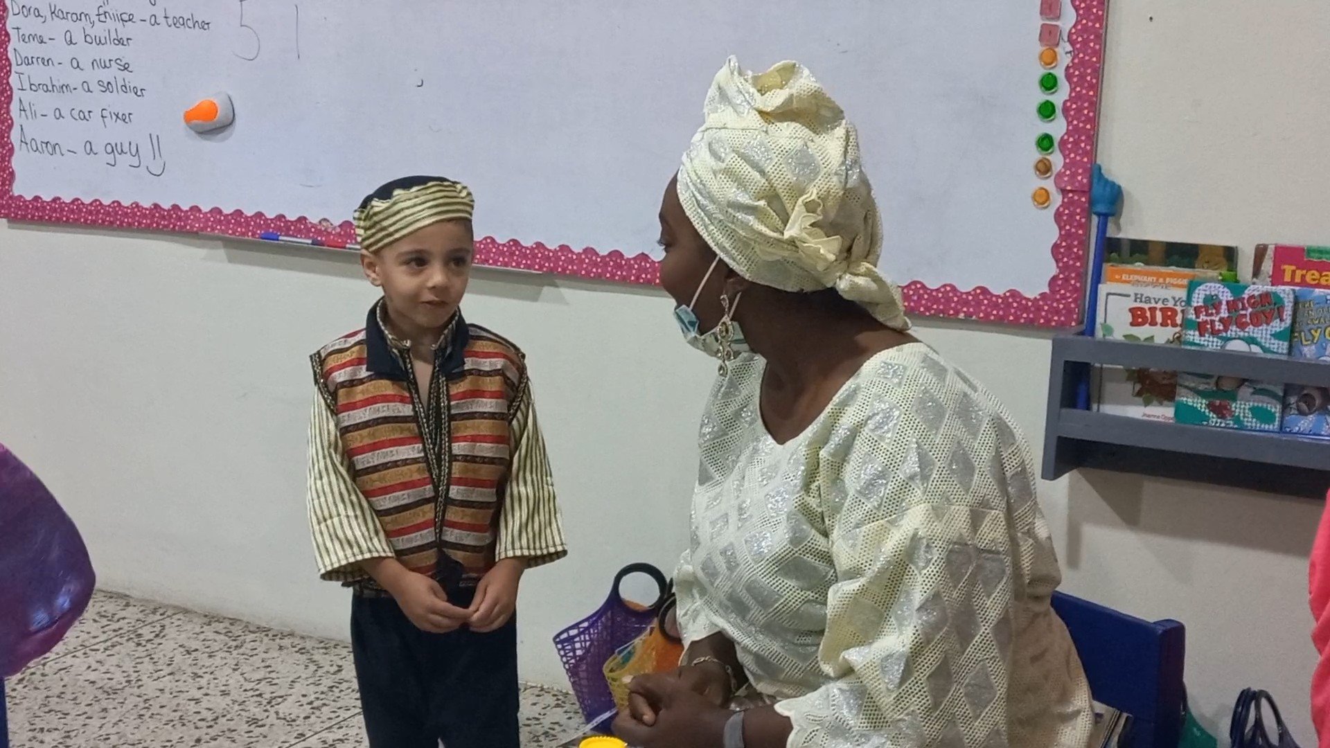  -&nbsp;&nbsp;&nbsp;&nbsp;&nbsp;&nbsp;&nbsp; KG Social Studies: People are People Everywhere!  KG students are learning that “God created people of all cultures and backgrounds.” Dressed up in their diverse cultural attire, they all shared a bit abou