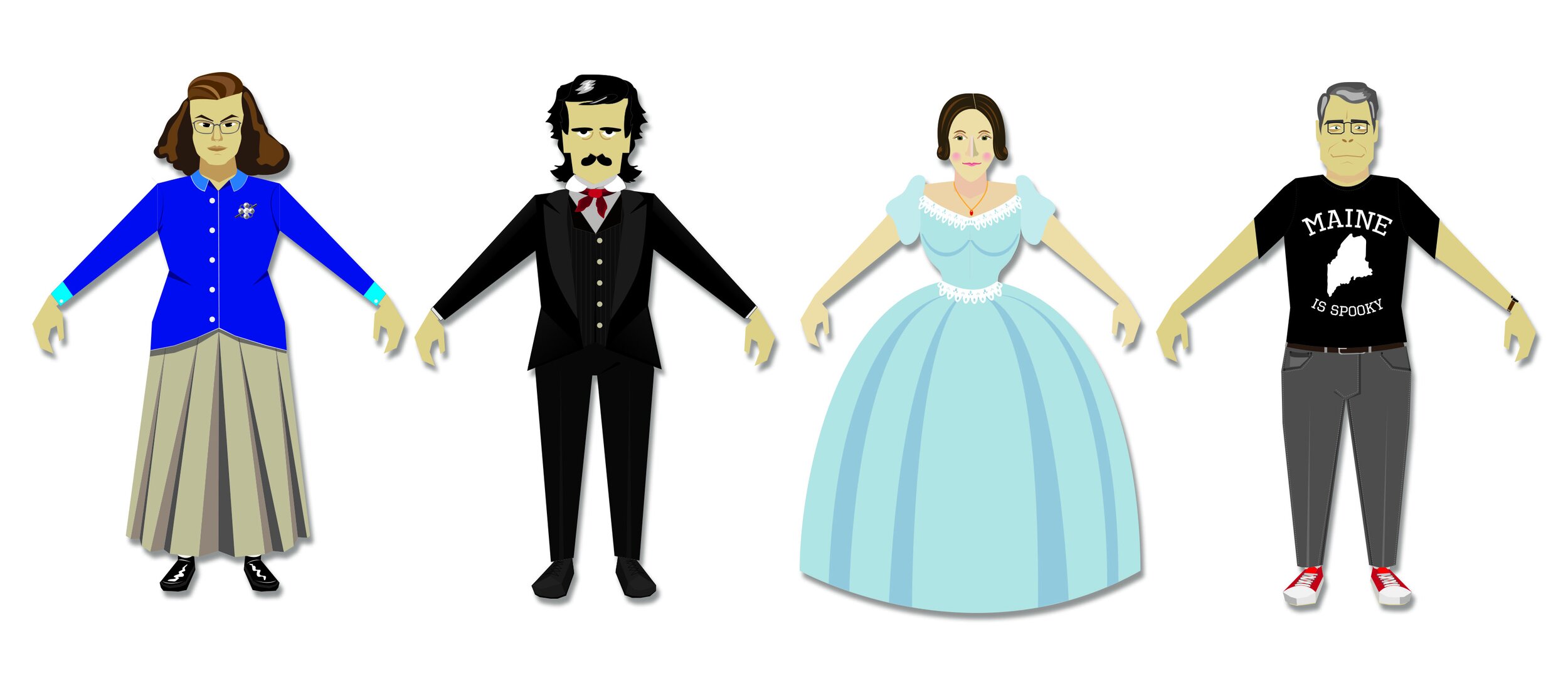 Paper Dolls of Notable Horror Authors