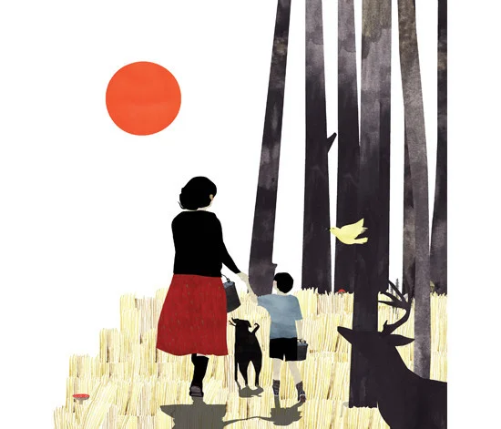 Illustration from Wild Berries / Pawka Che Menisu by Julie Flett. Used with permission.
