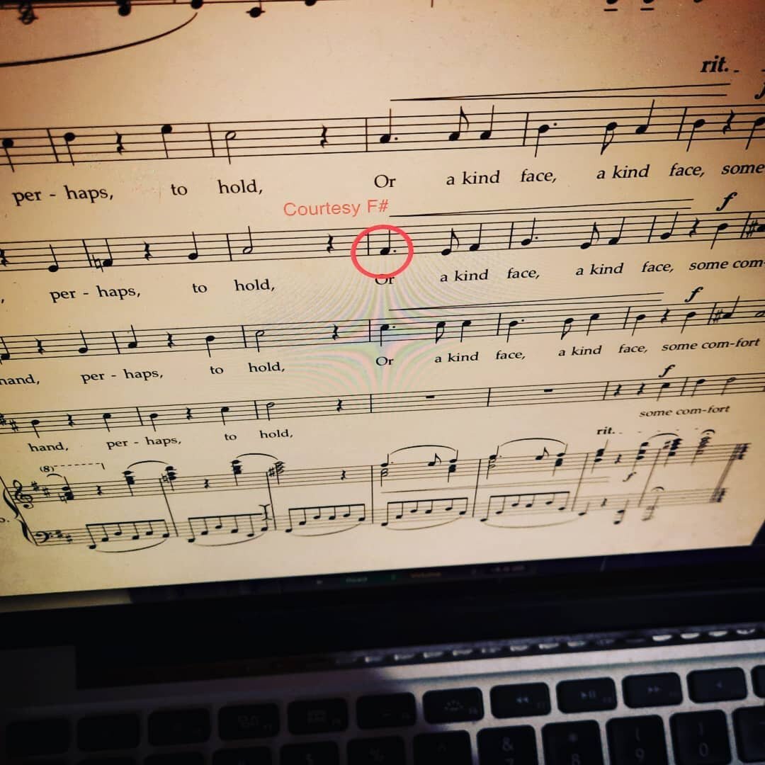 Pop quiz! What choir piece am I proofing for publication today? 

Whatever it is, will someone PLEASE get the Altos a courtesy F-sharp? 

#fsharp #f# ##
#choir #choirmusic #choralcomposer #canadiancomposers