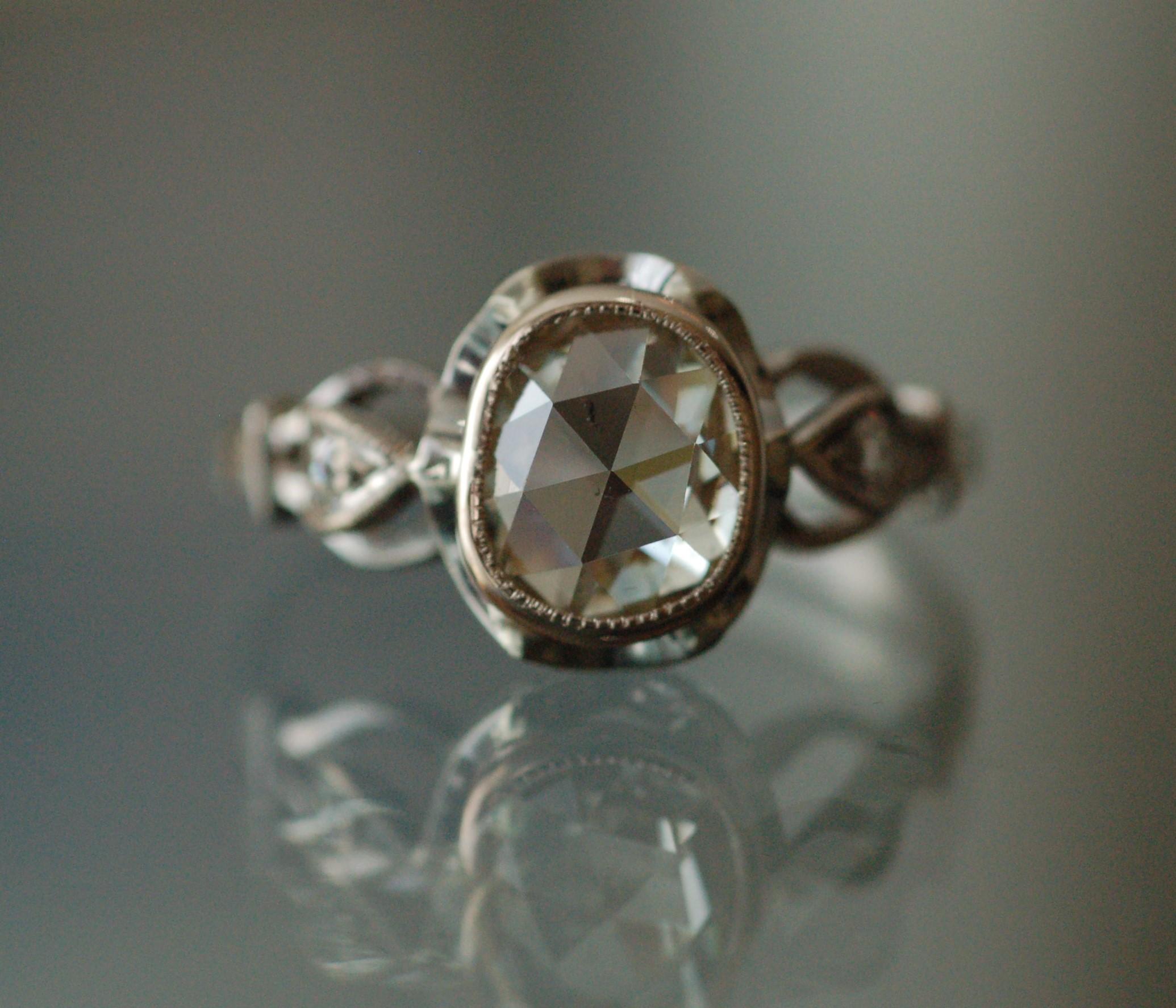 Rose cut engagement ring