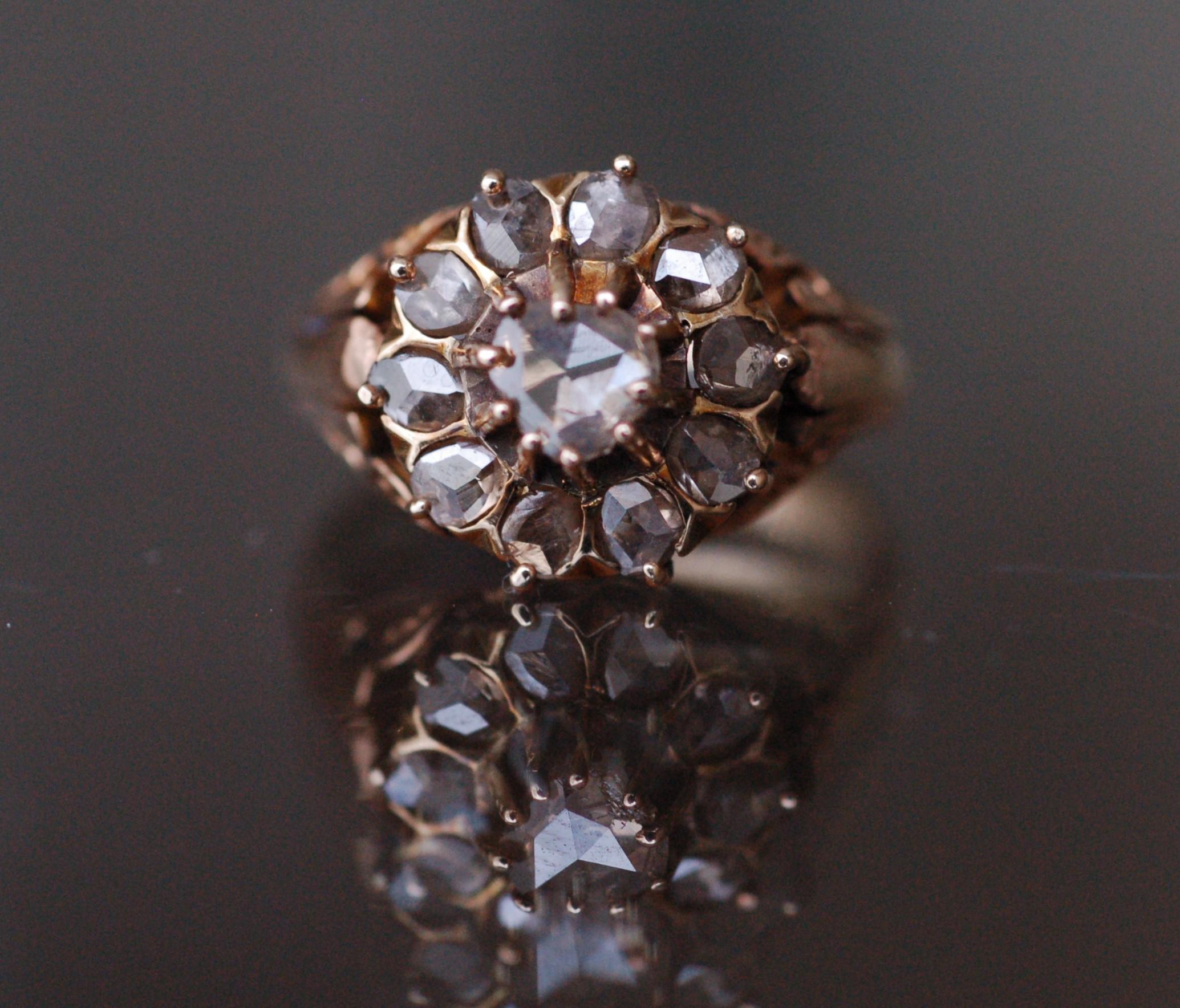 Victorian Rose Cut Cluster ring