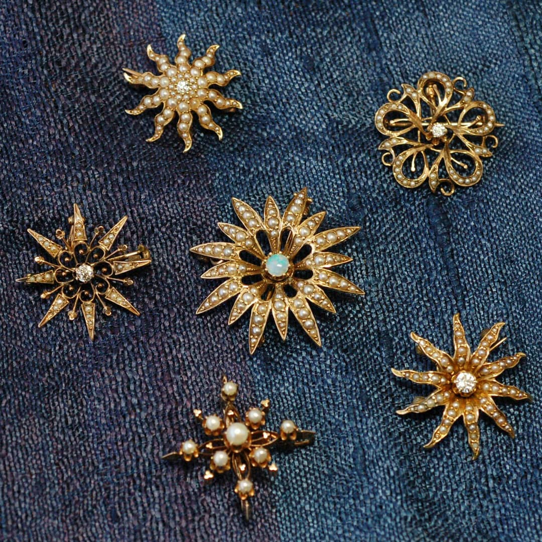 Victorian snowflake brooches/pins