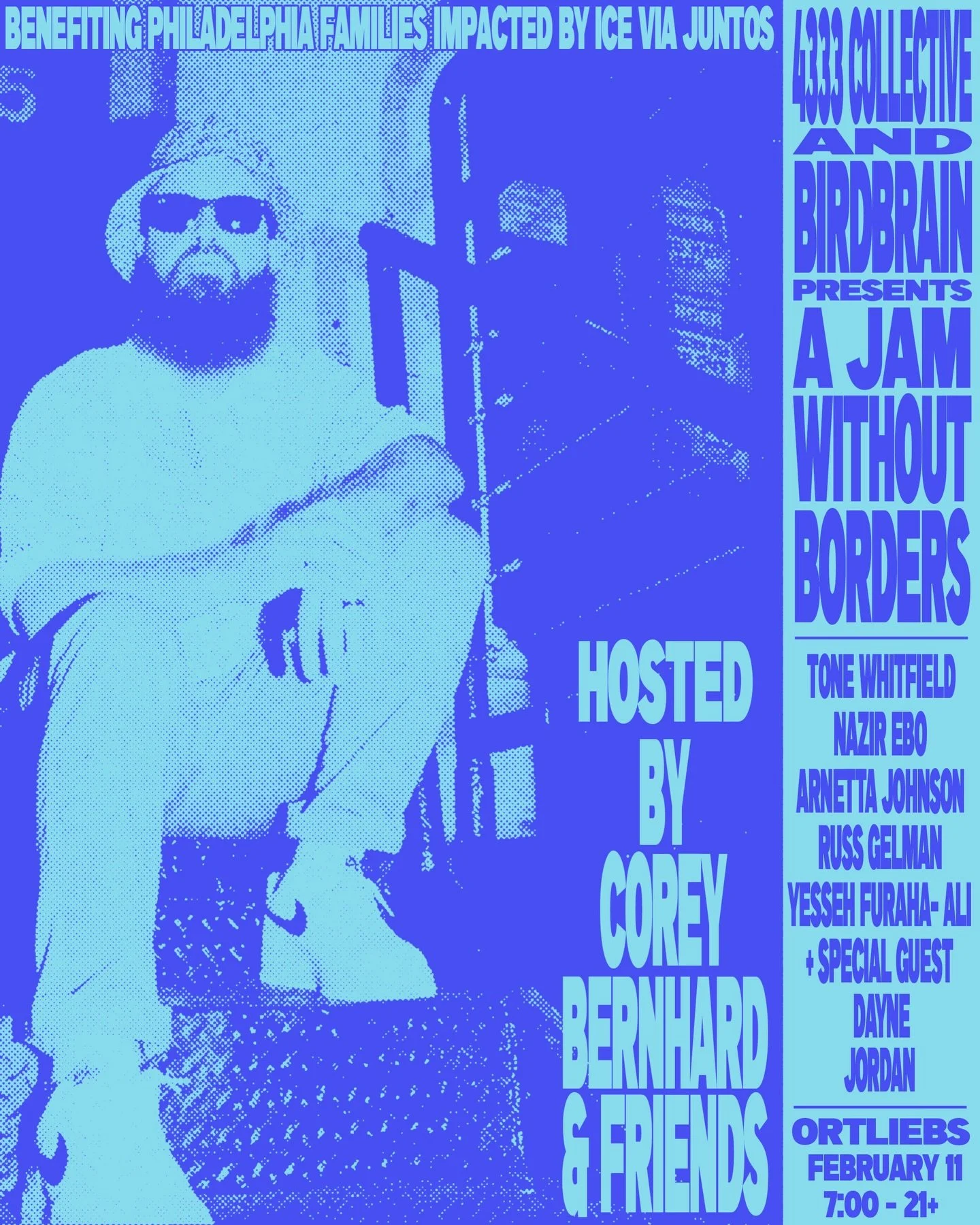 So stoked to be hosting another of @misterweebles&rsquo; A Jam Without Borders - February 11 at Ortlieb&rsquo;s! This gig is still a fundraiser for @vamos_juntos_ so come out and support families affected by 🧊 

Featuring:
@daynejordan3d
@misterweeb