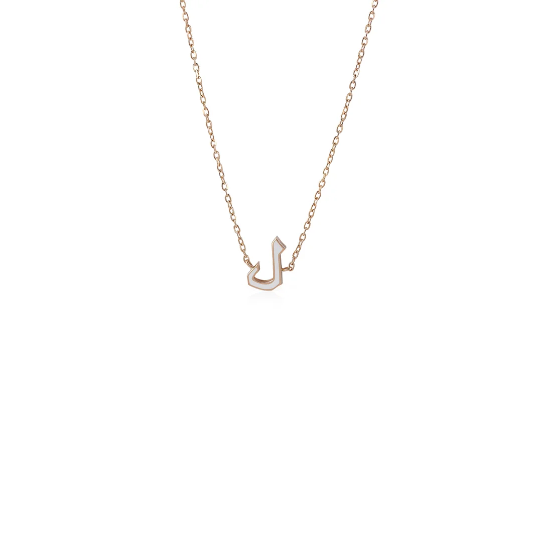 YELLOW GOLD ENAMEL LETTER NECKLACE 