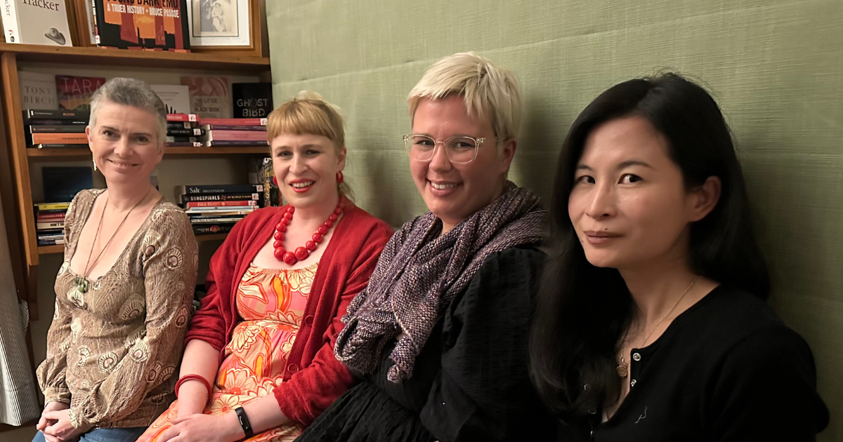 Group shot of four visiting writers