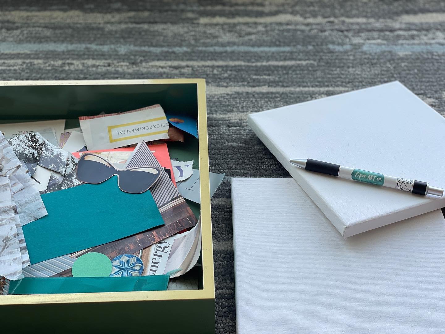Mini collage workshop by @openarted 💜With this little art box &lsquo;kit&rsquo; you receive instructions for materials and a journaling program to guide you. Here we are identifying our values and setting intentions for our life :) @sparklinghill #c