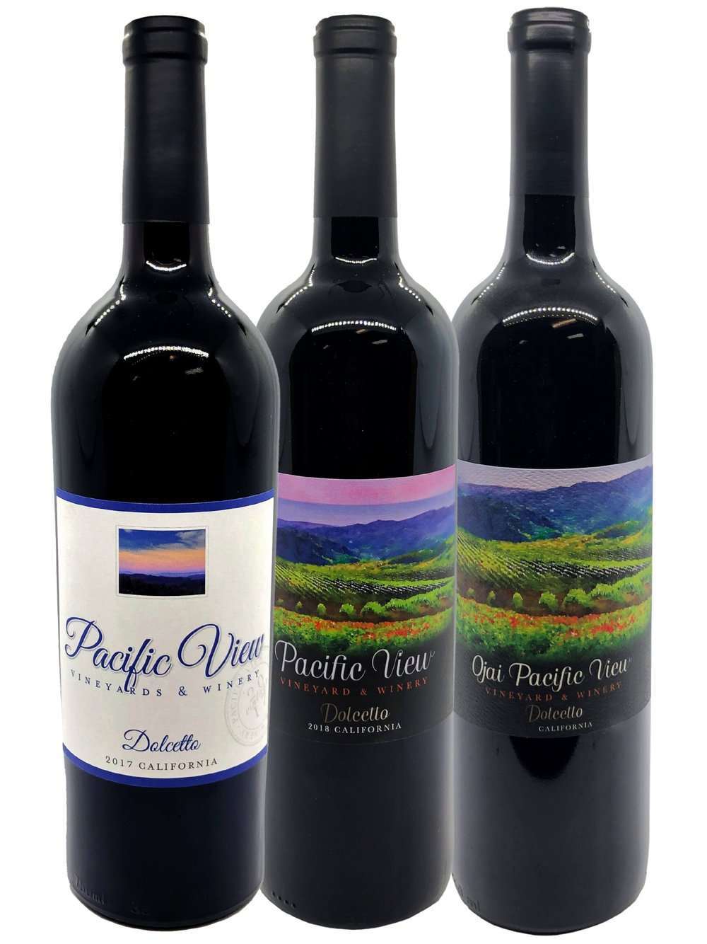 Ojai Pacific View Dolcetto Vertical Tasting Trio Shipping Included