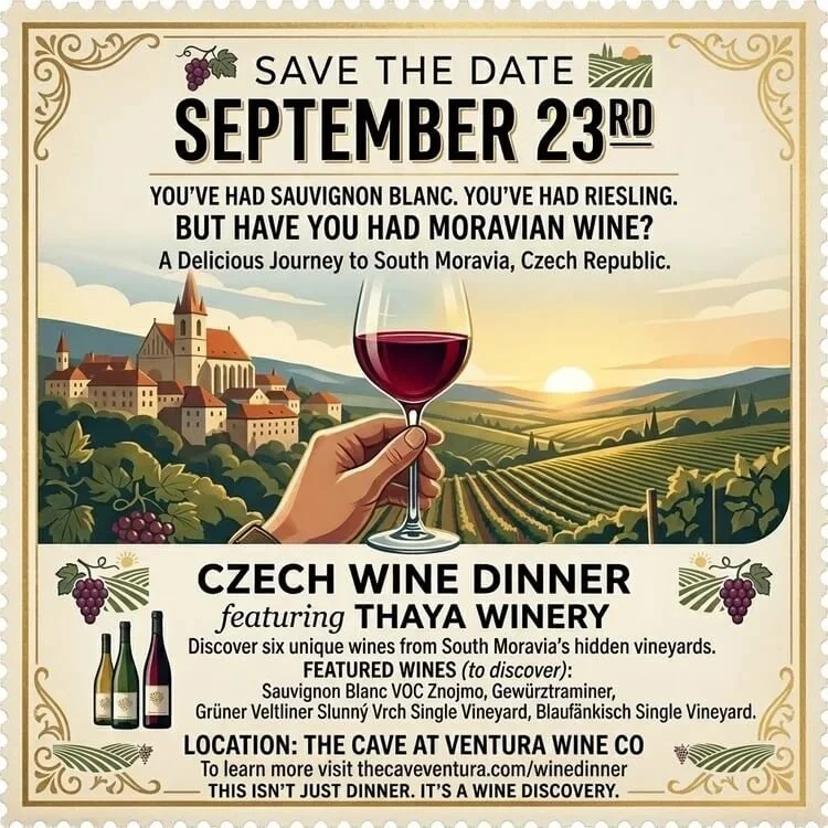 Czech Wine Dinner in Ventura Featuring Thaya Wines