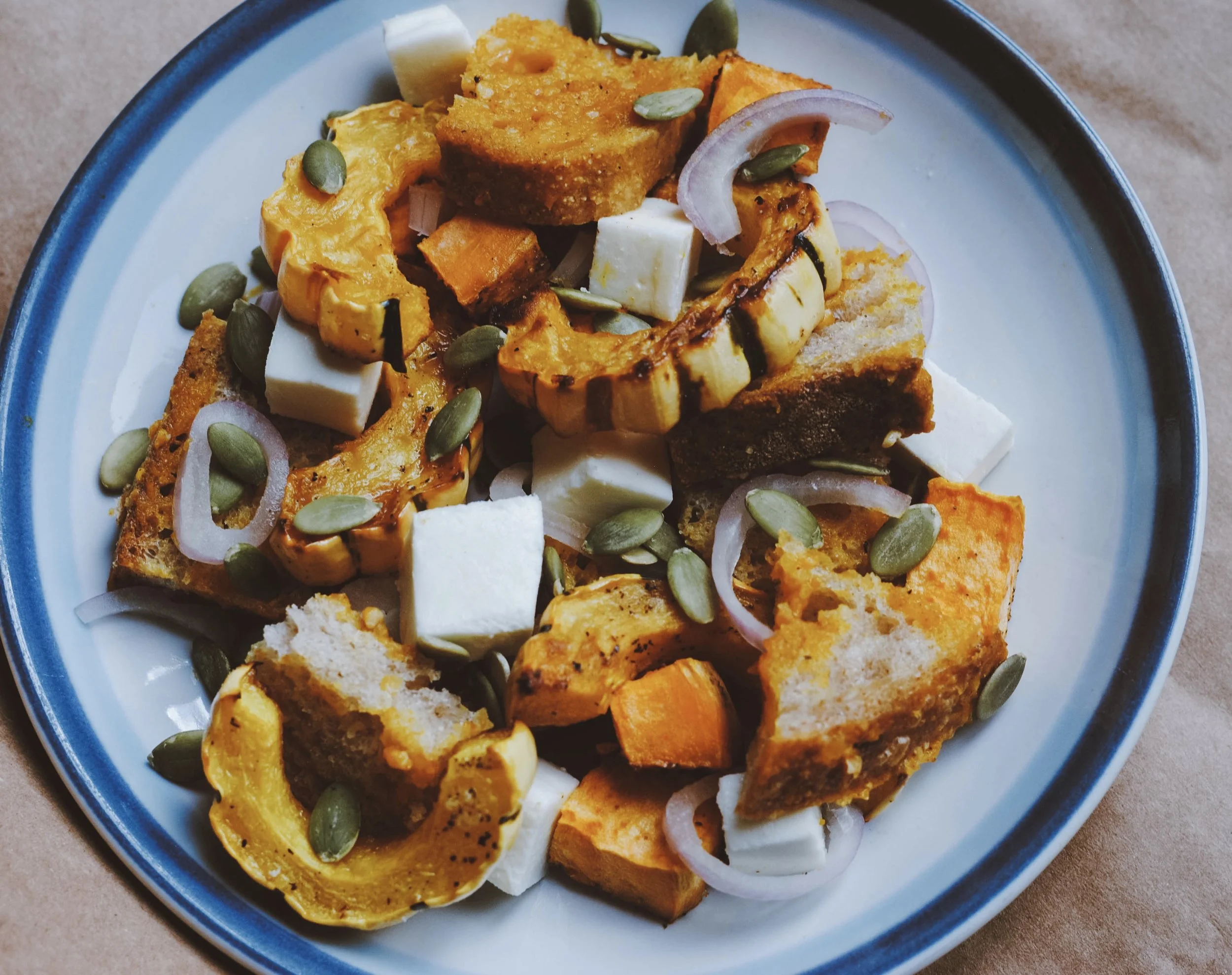 Fall Panzanella with Pumpkin Vinaigrette