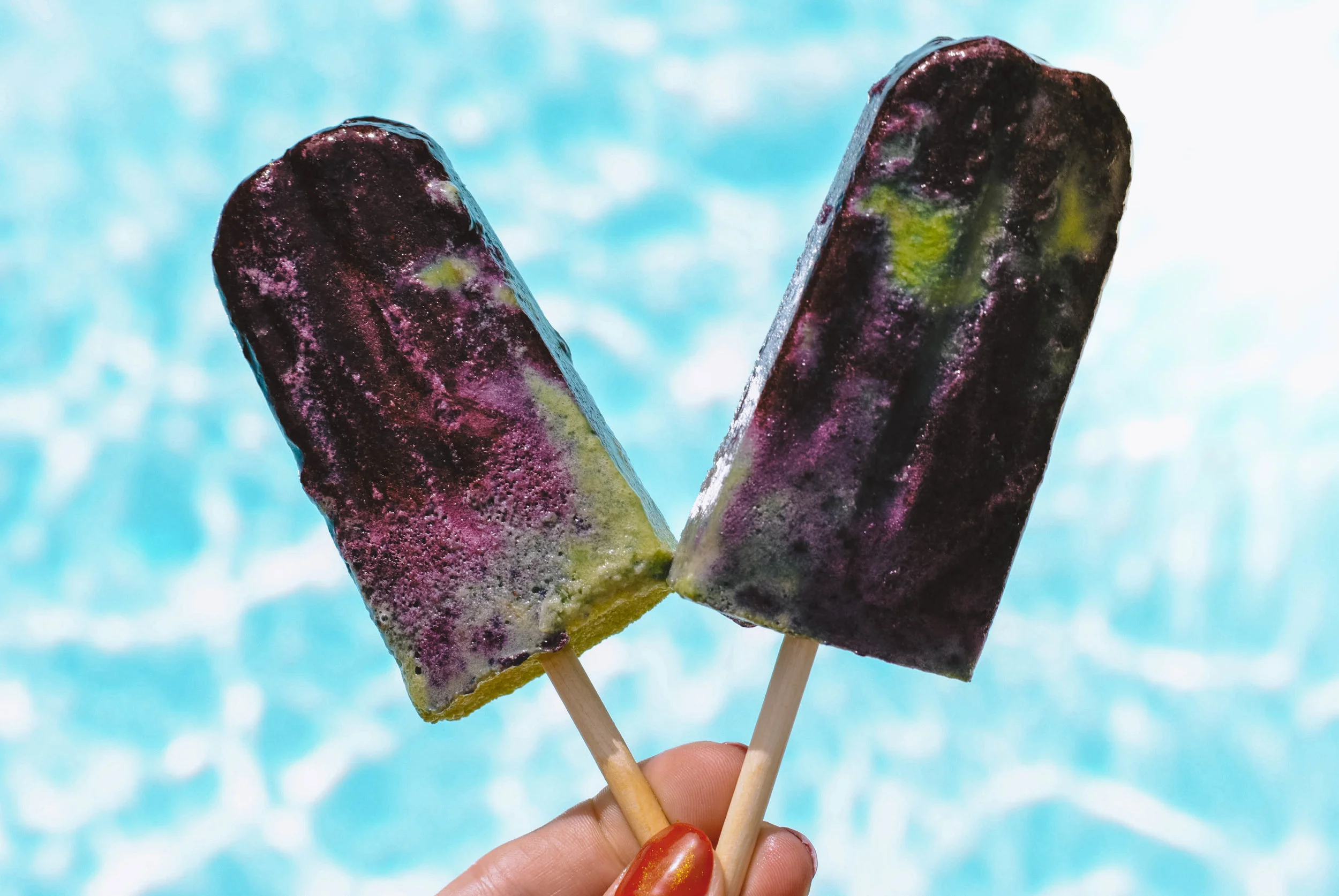 Matcha Blueberry Protein Popsicles 