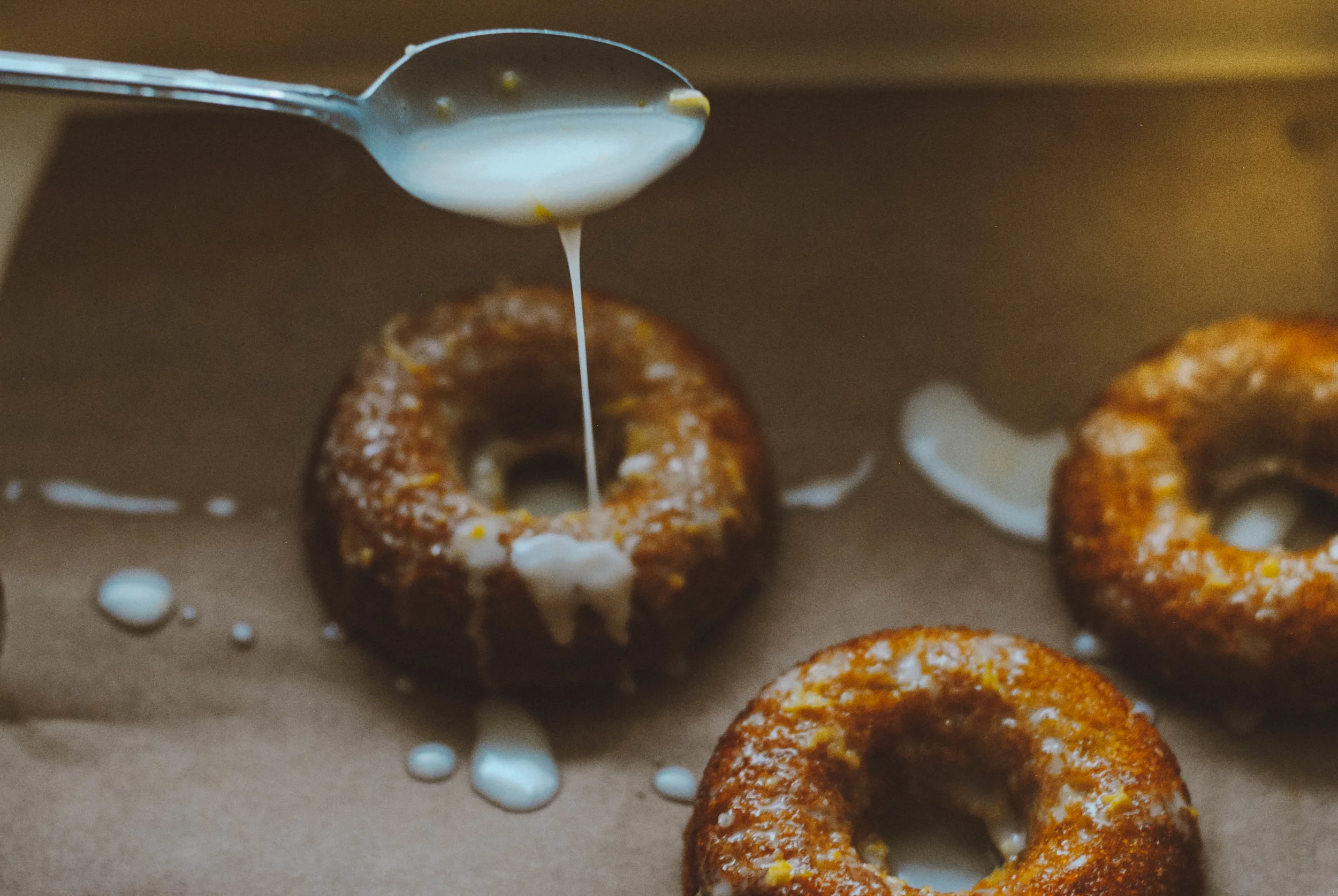 Coconut Donuts with Lemon Glaze 