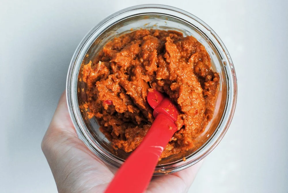 Red Pesto (vegetarian, with vegan substitutes) 