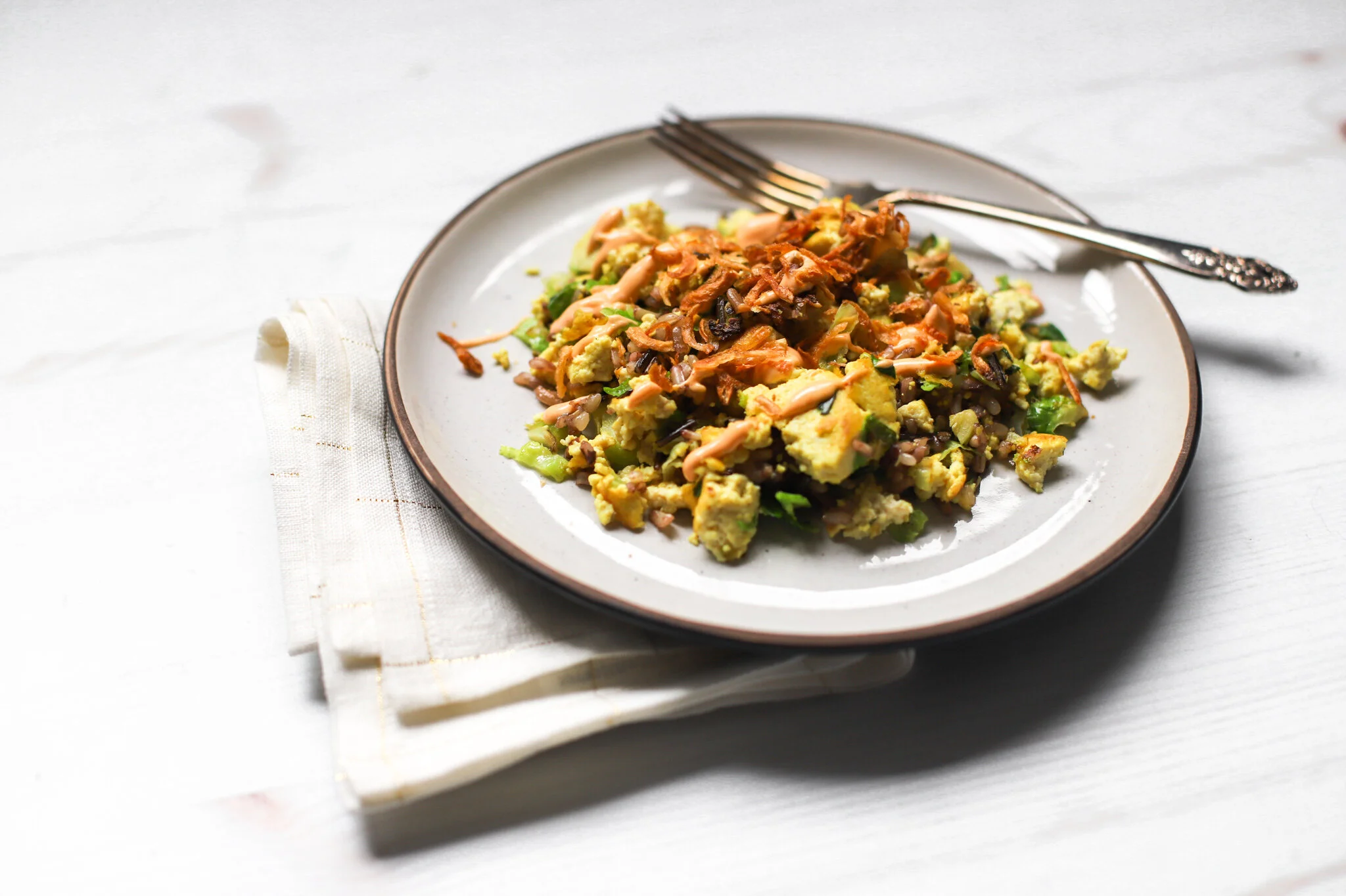 Tofu Brussel Sprout Scramble