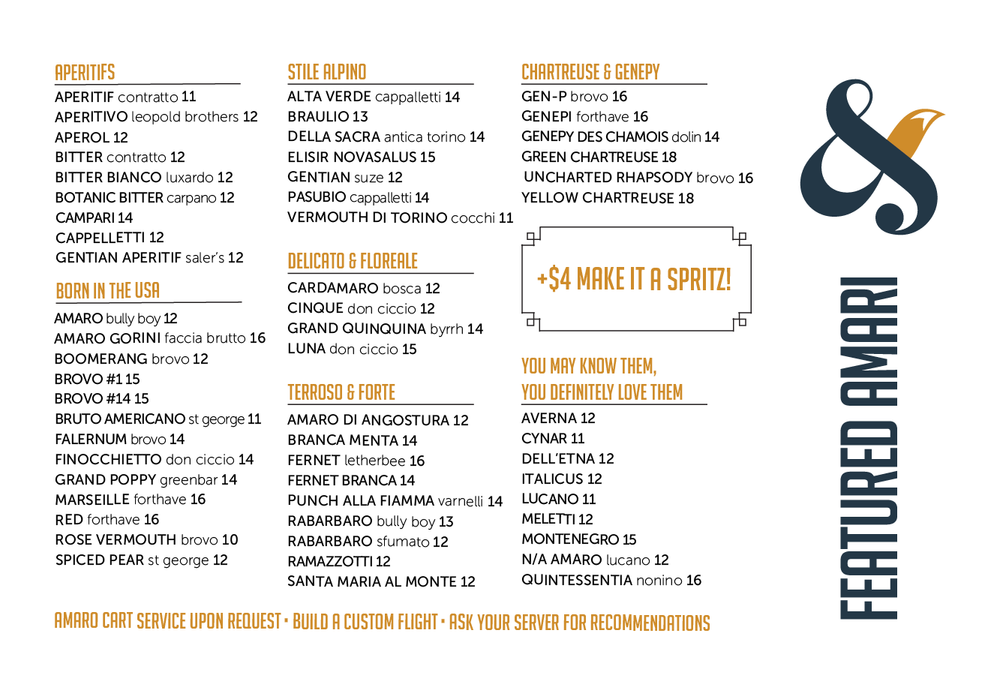 Menus — Fox & the Knife