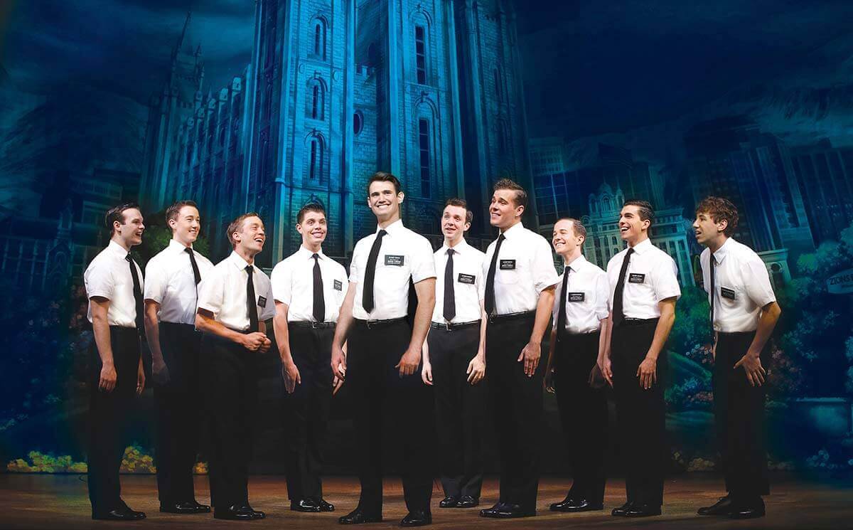 Ryan Bondy, A.J. Holmes and company in The Book of Mormon. © Jeff Busby.
