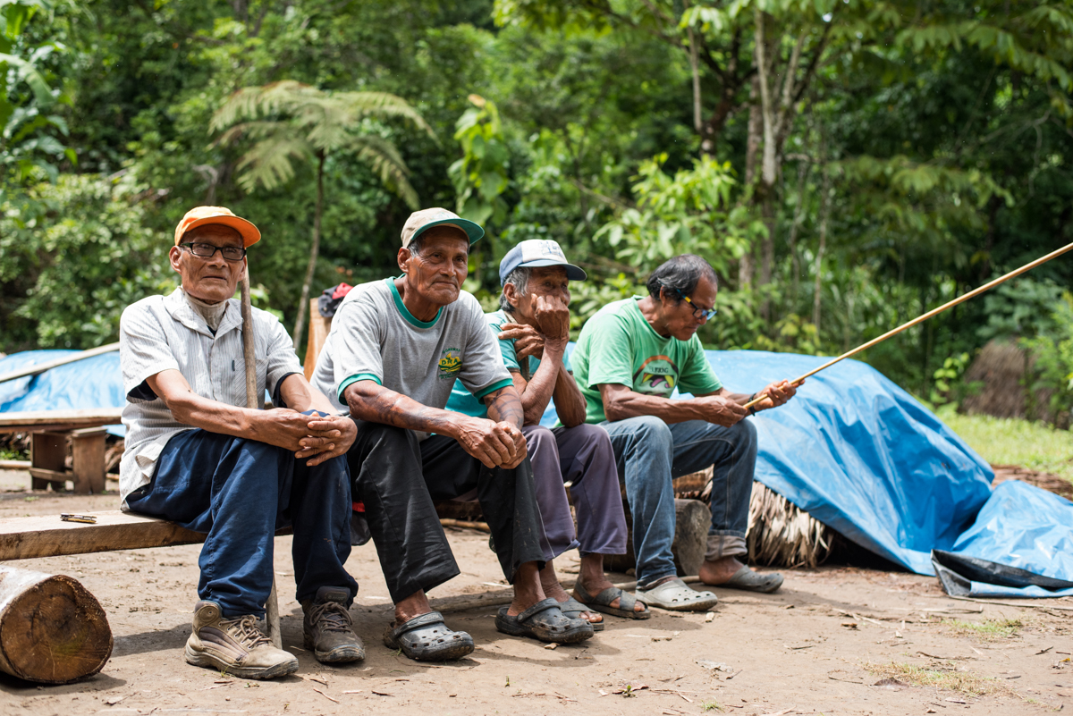 While the women traditionally dance for some visiting tourists, the elder men sit with their arrows watching the dances and remembering Amazonian folk tales. These three men of the native community of Huacaria , are the last remaining elders of this community. The elders gather as often as they can to work on their arrows, but unfortunately they have very few youth to pass on this knowledge for future generations. Today, their Amazonian ancient knowledge is at risk of being lost forever. April 19, 2016.