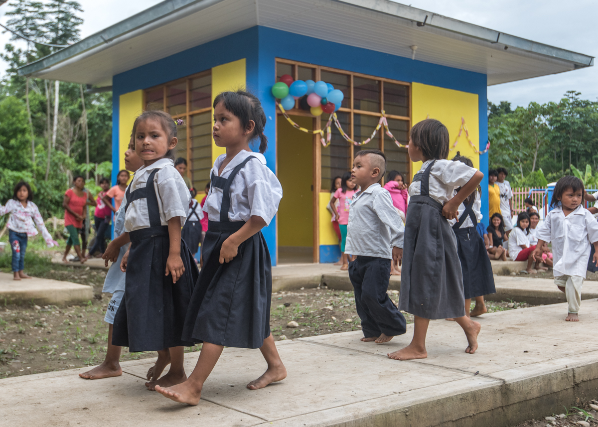 At the time the primary students of Shipietari paraded into their new school as part of their anniversary celebration, the children wore their modern school uniform for the first time. A piece of cloth which felt as foreign as their new cement school on their bare feet. Given a local lice outbreak, many students received a buzz cut prior to wearing their uniforms and going to school. April 21, 2016.