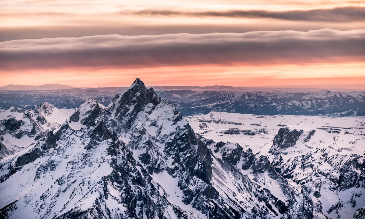 February 2016. Flying over Teton Mountain Range, Idaho.
